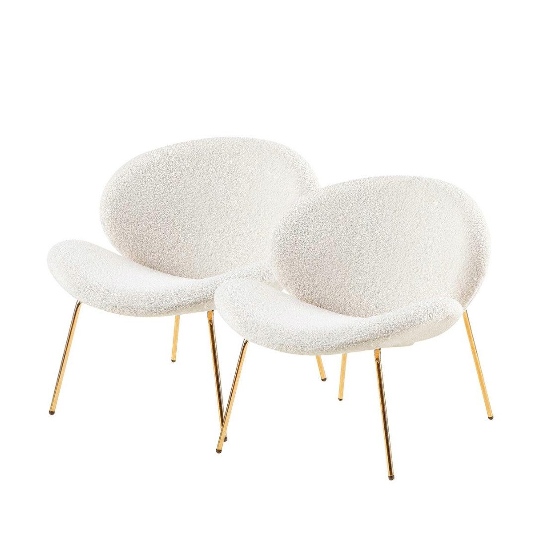 Qiyano Esszimmerstuhl Lounge Stuhl 2er Set Beige - Bouclé-Look - Bequem & S günstig online kaufen