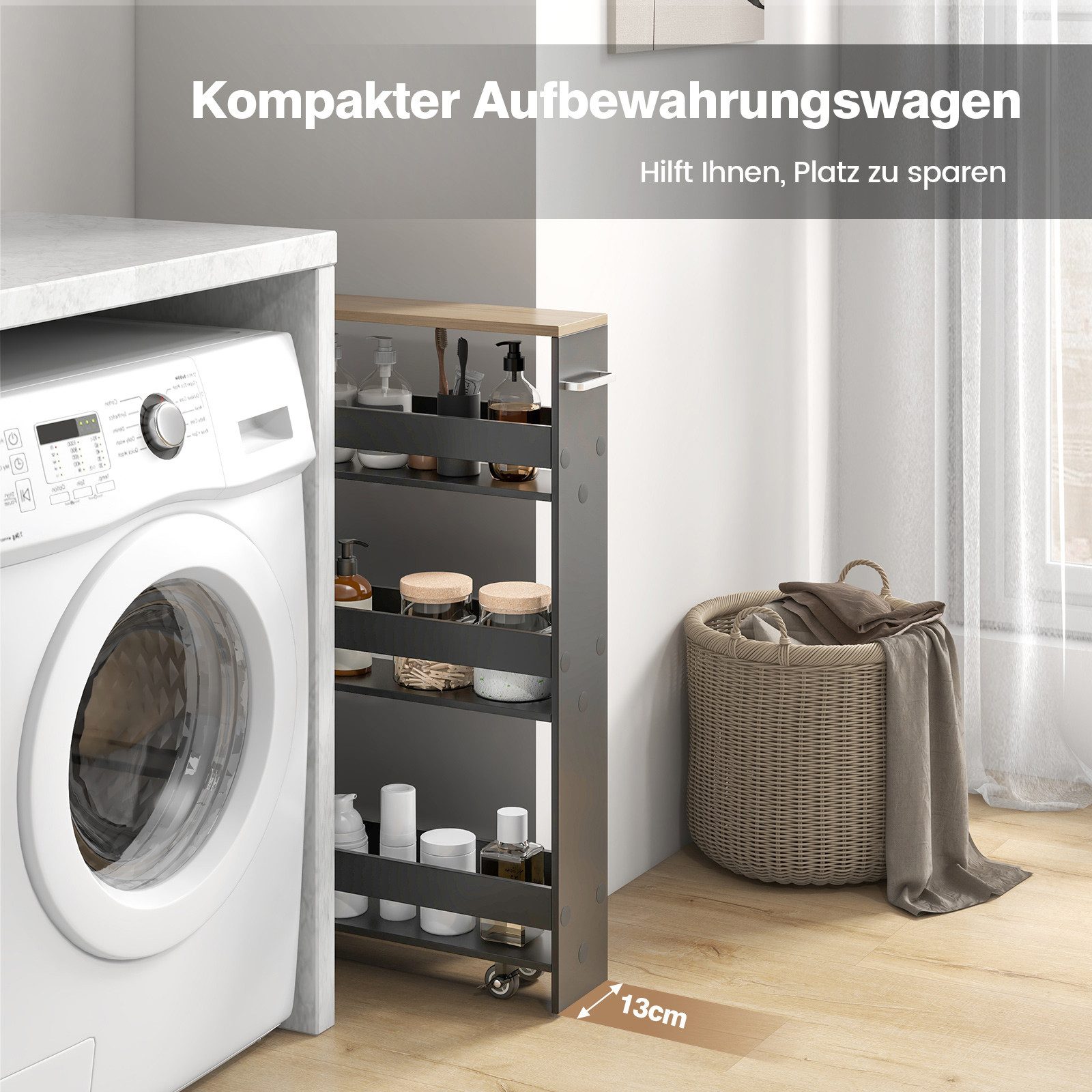 COSTWAY Küchenwagen, schmal, Nischenwagen 4 Ebenen, günstig online kaufen