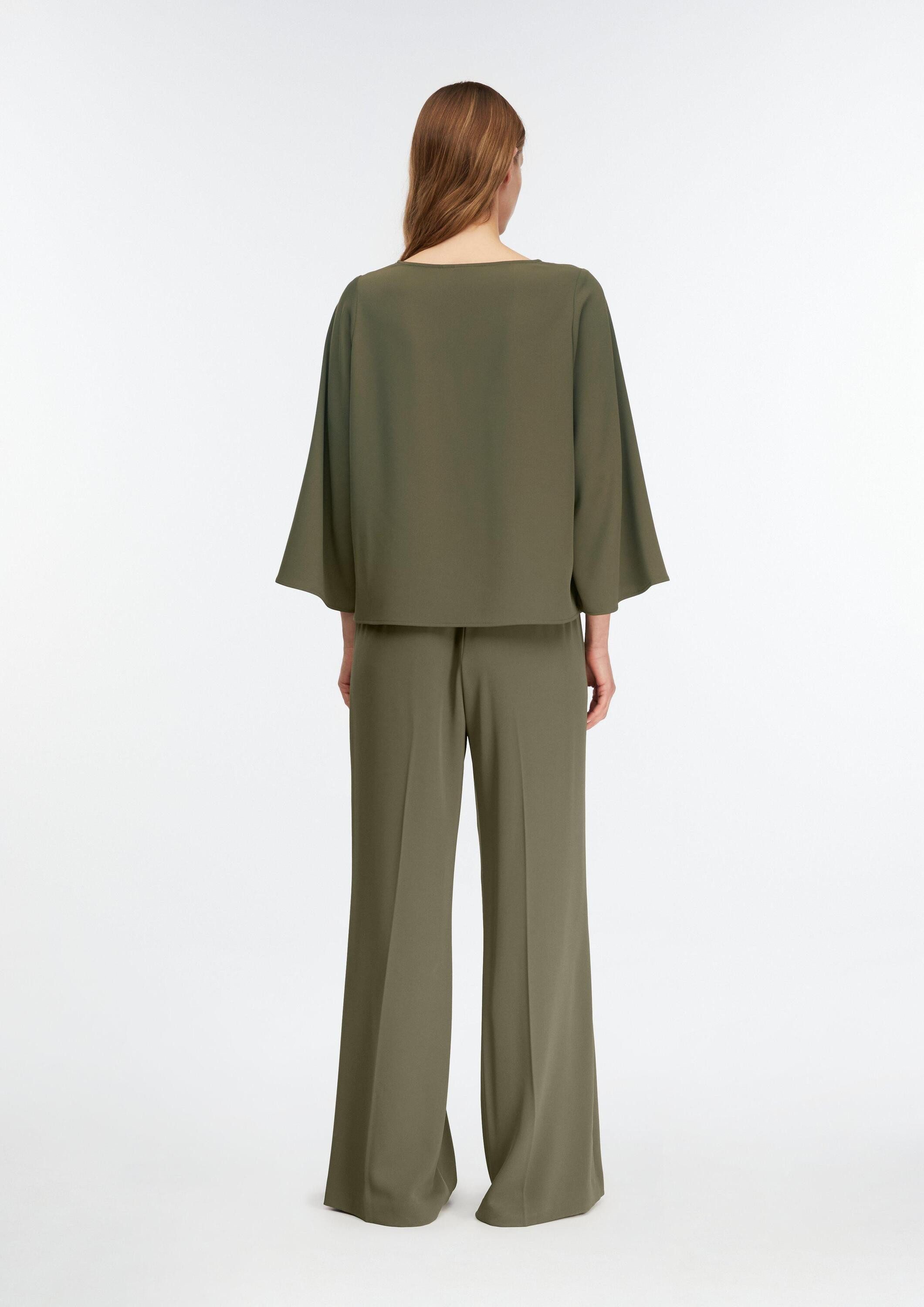 comma Chinos Hose Fließende Wide-Leg-Hose mit Elastikbund