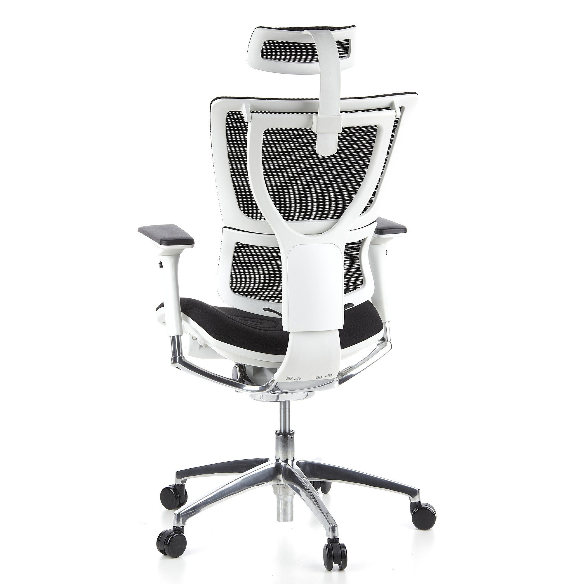 SLIM Schwarz/Weiß Chefsessel Bürostuhl OFFICE Drehstuhl (1 St), ERGOHUMAN hjh Stoff ergonomisch Luxus