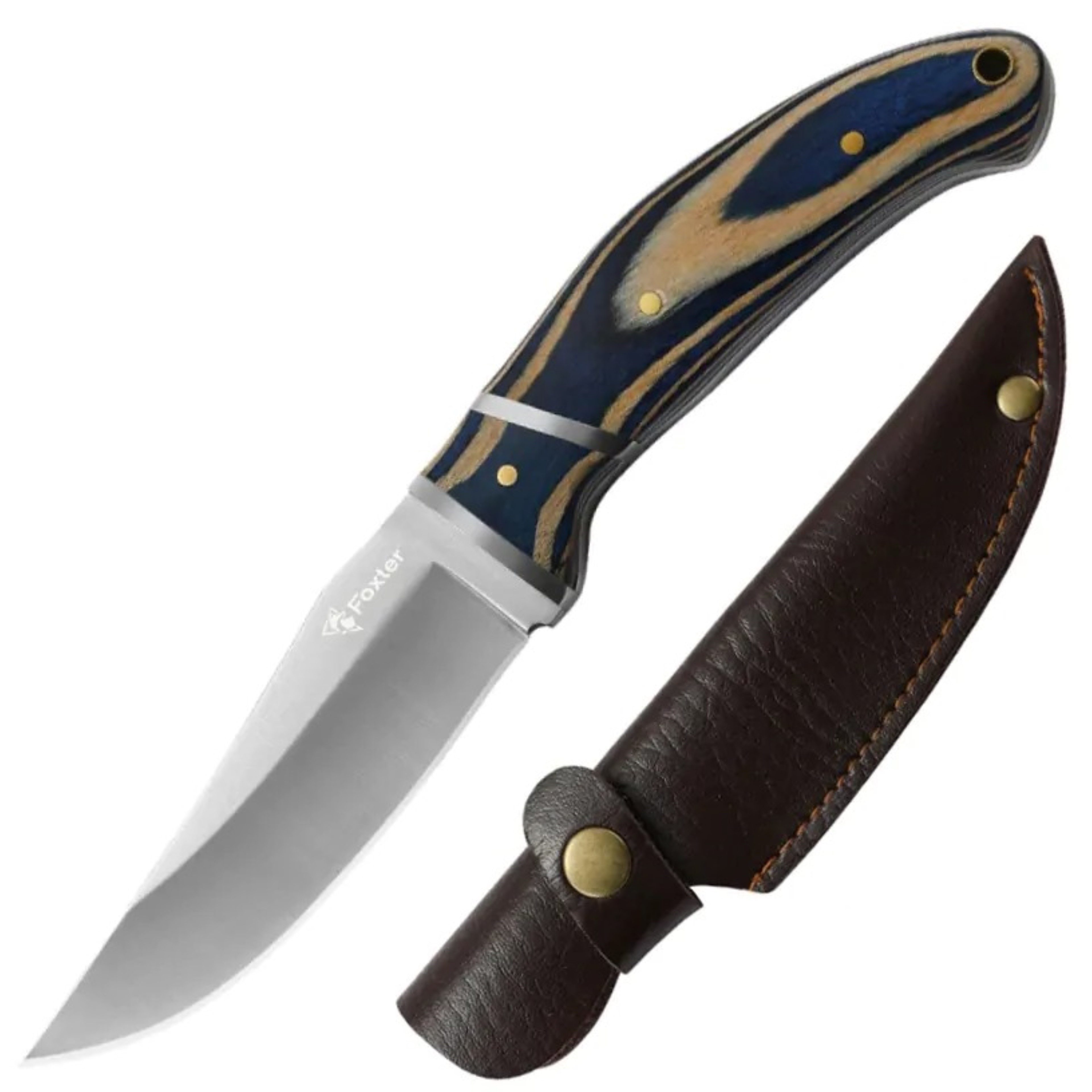 Foxter Universalmesser Survivalmesser 19 cm feststehend Edelstahl Outdoor Camping Bushcraft, (Survivalmesser feststehend inkl. Etui für Outdoor & Camping, Messer mit Etui für Outdoor, Camping & Survival), Survivalmesser 19 cm Edelstahlgriff kompakt Outdoor & Camping