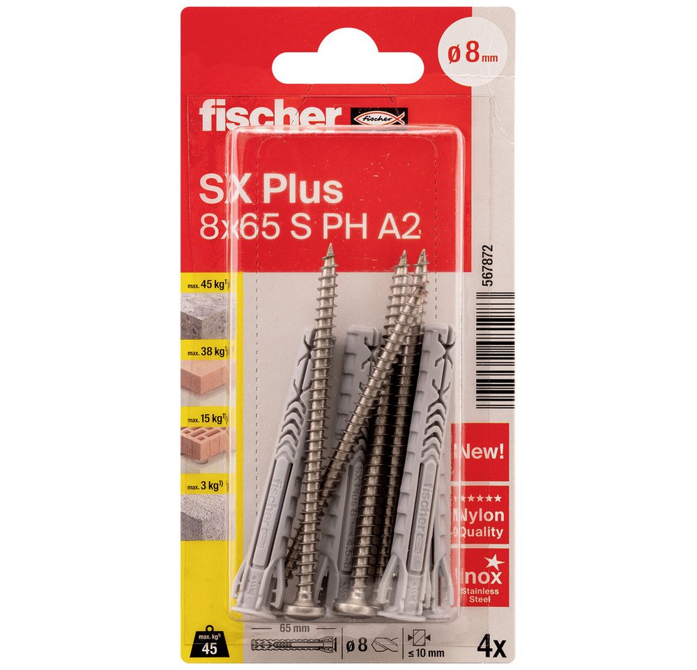 Thumbnail - Fischer Dübel-Set Fischer 567872 SX Plus 8 x 65 S Spreizdübel 65 mm 1 Set