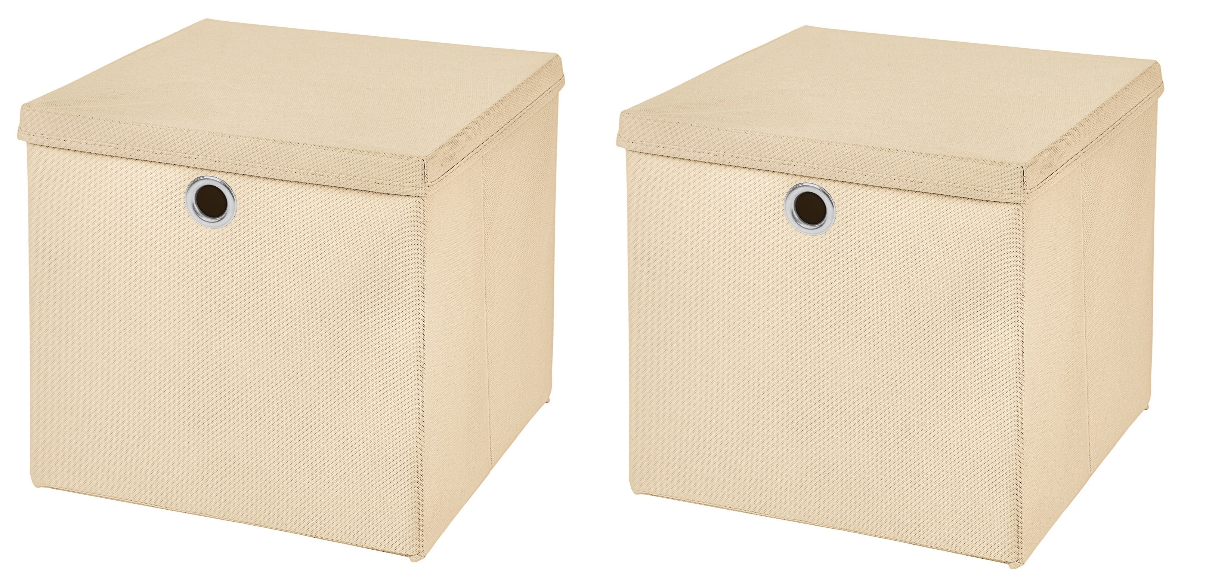 Faltbox 2 Stück 33 x 33 x 33 cm Faltbox mit Deckel Stoffbox Aufbewahrungsbox