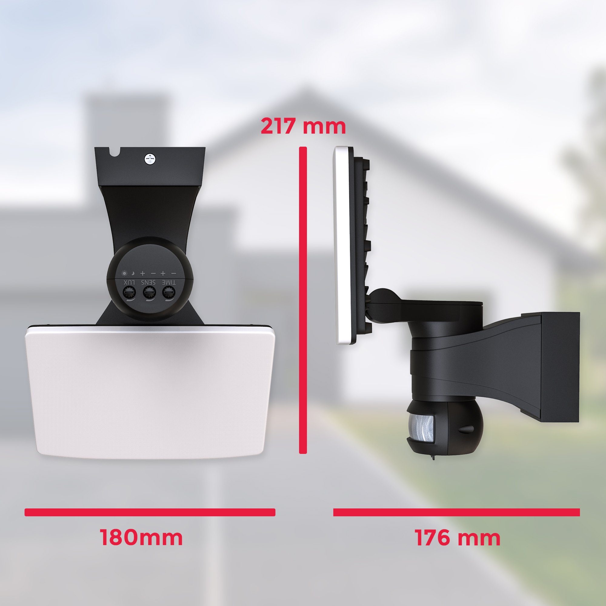 B.K.Licht LED Außen-Wandleuchte, LED fest Außenleuchte, IP44 2.300 20W Neutralweiß, schwenkbar, 4.000K, Bewegungsmelder, Lum. integriert