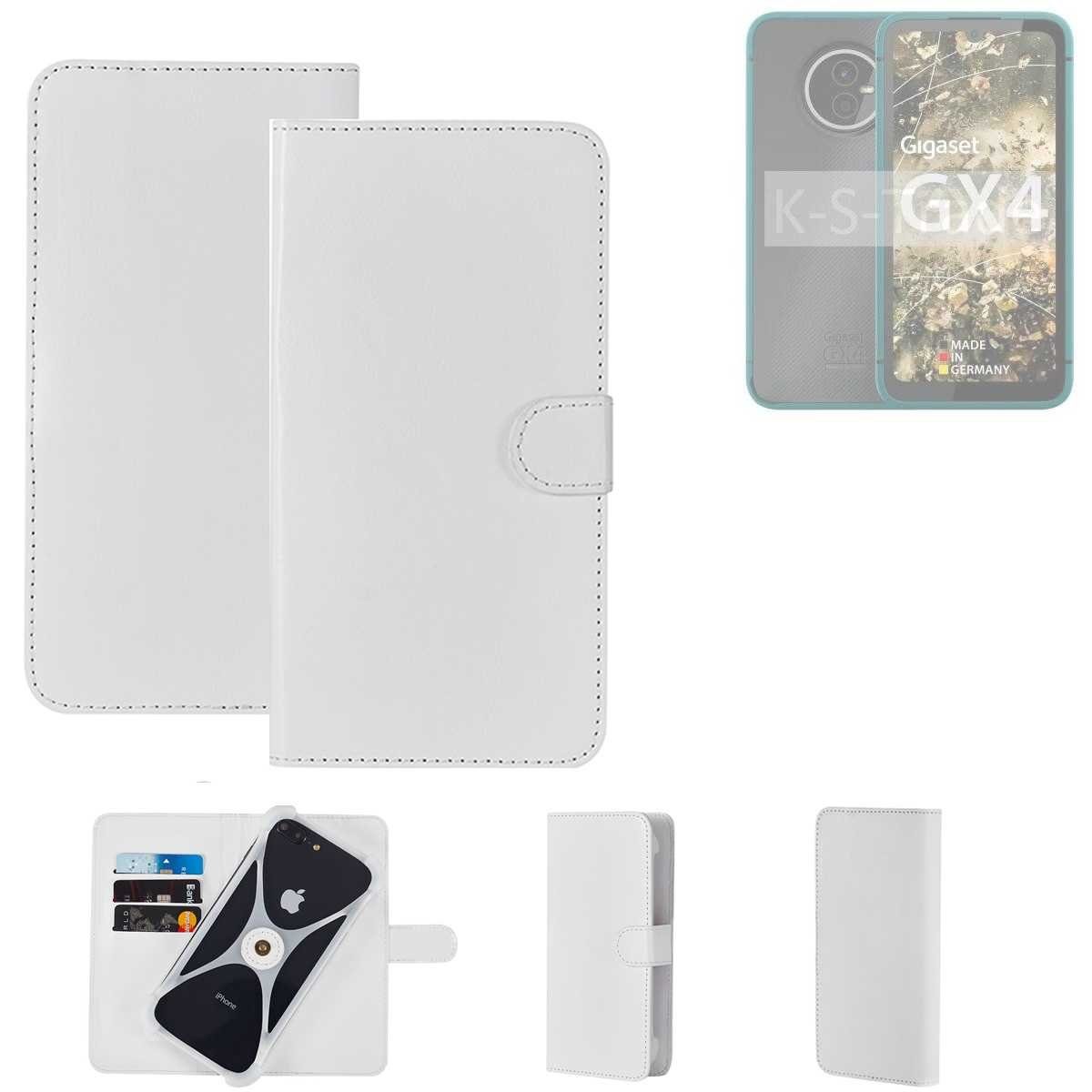 K-S-Trade Handyhülle für Gigaset GX4, Handy Hülle Schutz Hülle Cover Case Bookstyle Bumper weiß 1x