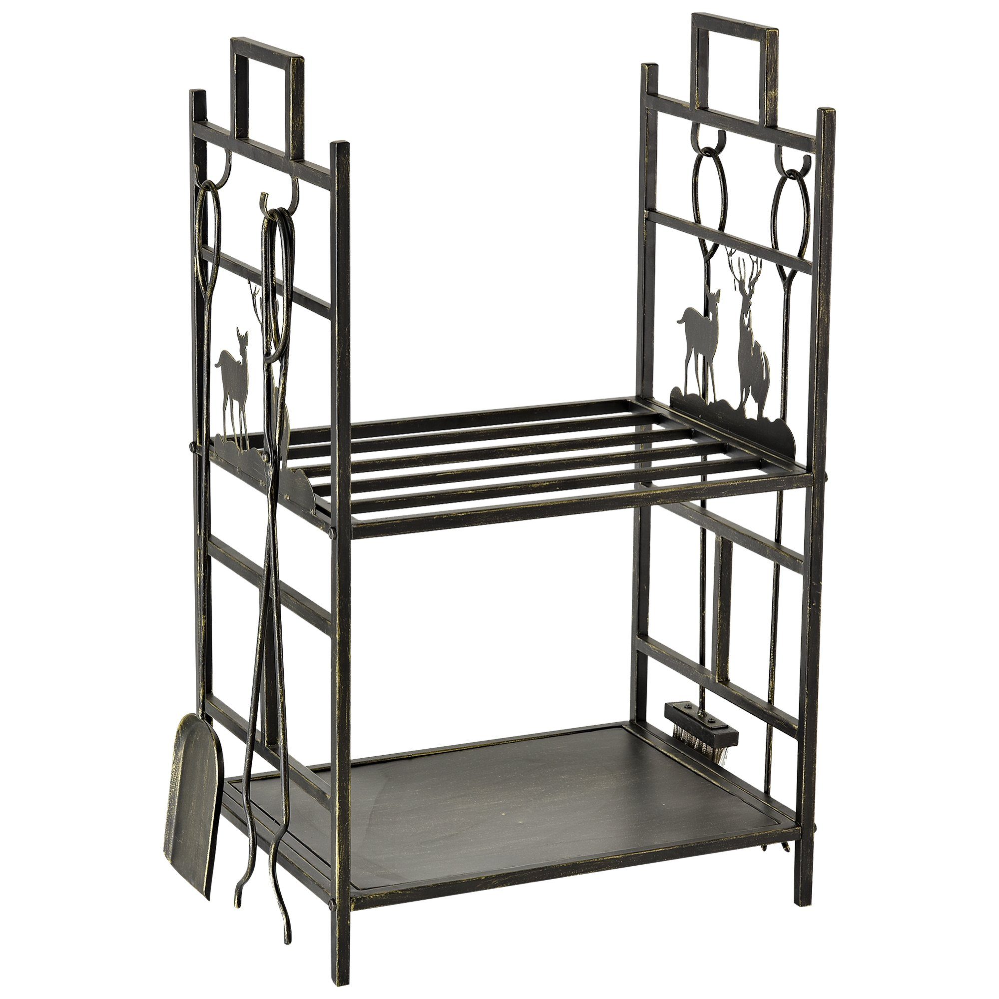 Outsunny Kaminholzregal Kaminholzständer mit Kaminbesteck günstig online kaufen