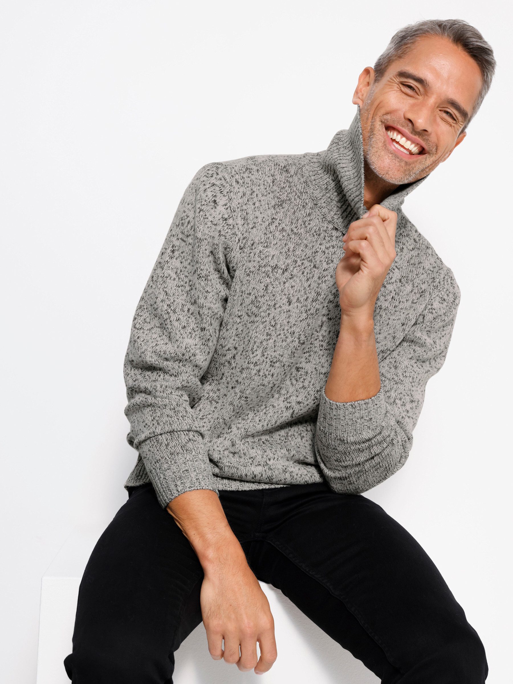 Sieh an! Strickpullover Rollkragen-Pullover Langarm