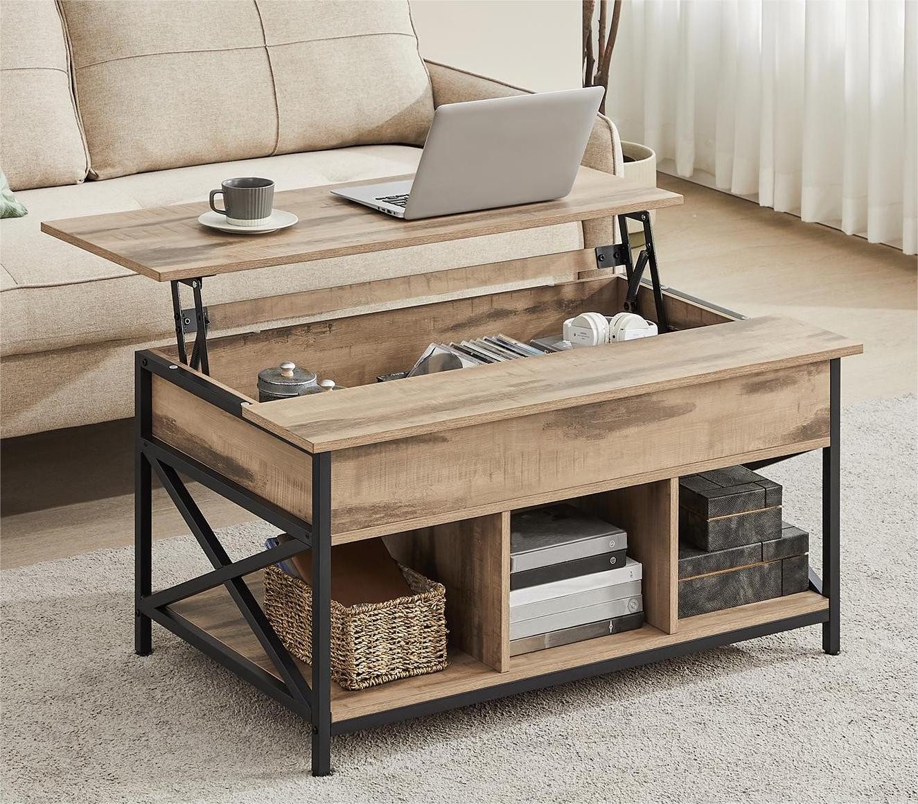 VASAGLE Couchtisch, höhenverstellbar, versteckter Stauraum, 60 x 100/120 x günstig online kaufen