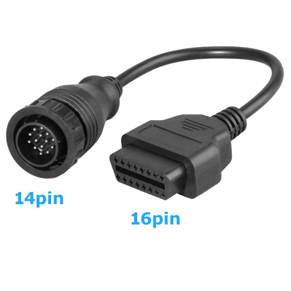 Bolwins D24C Kabel Adapter passend für MB Sprinter VW/LT OBD2 zu OBD1 14pol Elektro-Kabel, 14-Pin OBD1 Stecker, 16-Pin OBD2 Buchse (40 cm), Plug & Play, flexibel, für Mercedes Sprinter & VW LT