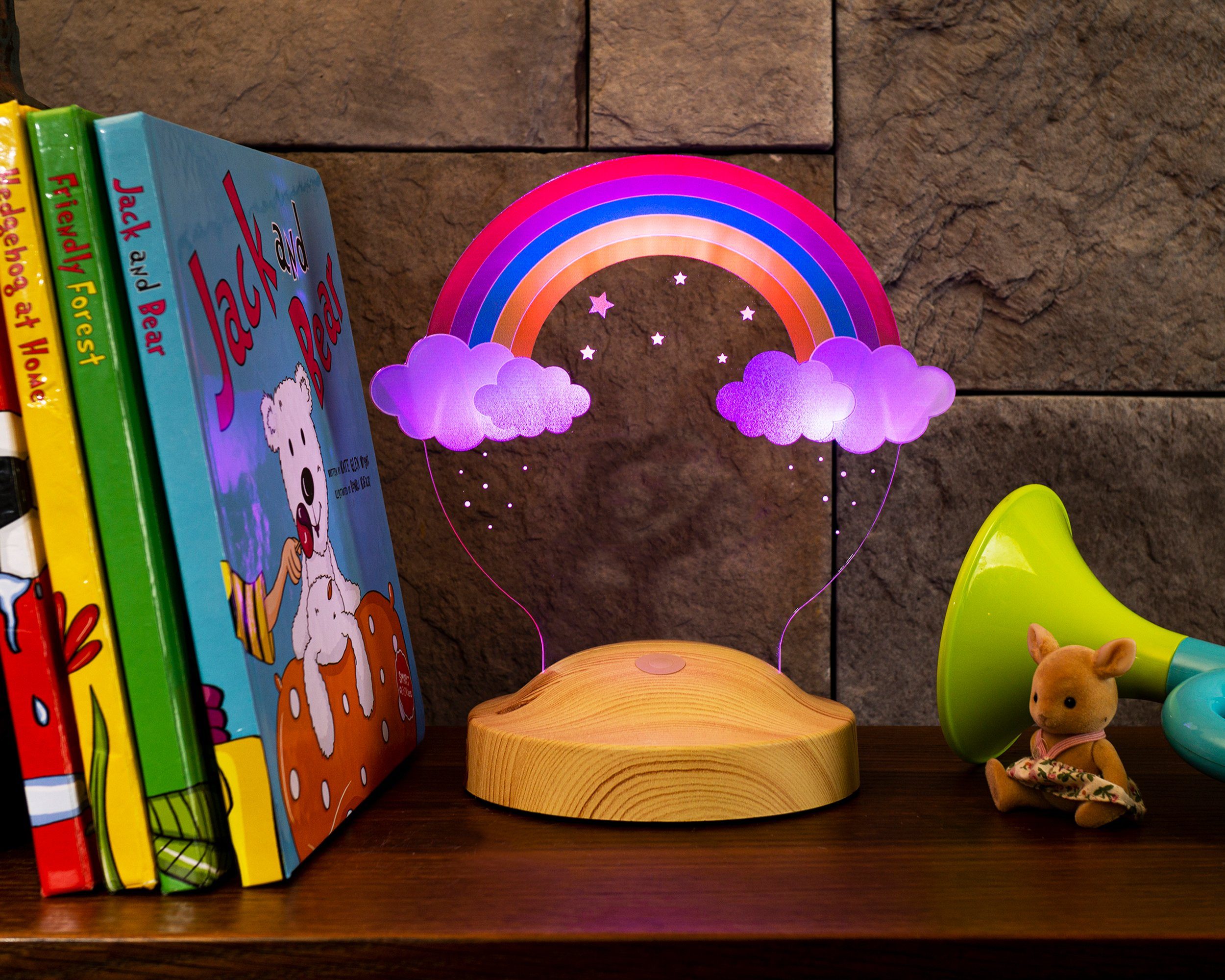 Geschenkelampe LED Nachttischlampe Regenbogen UV Druck günstig online kaufen