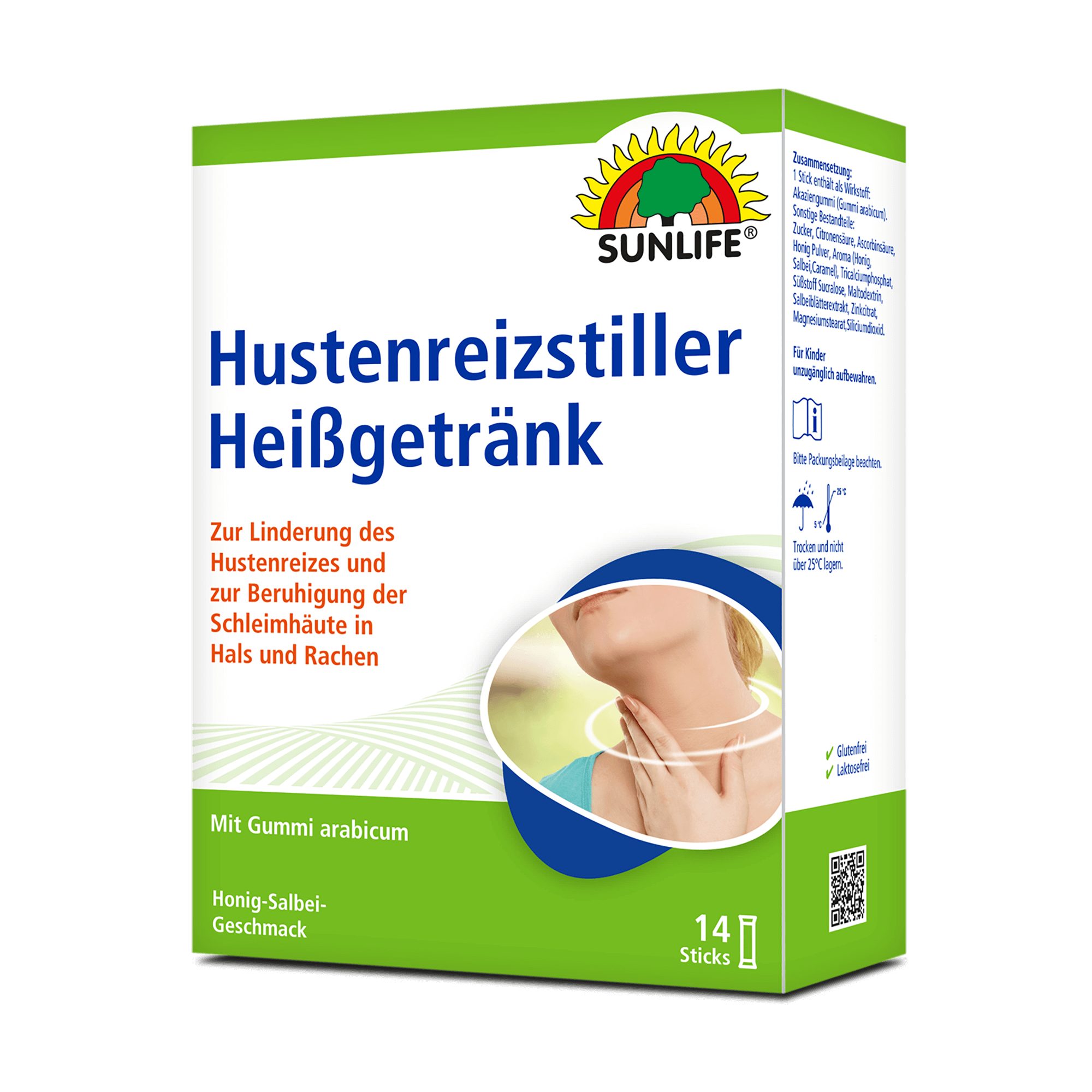 SUNLIFE SUNLIFE® Hustenreizstiller Heißgetränk 14 Sticks Erkältung Beruhigung 2 - 3 x täglich den Inhalt eines Sticks in einem Glas mit warmem Wasser (150 ml) auflösen, gut umrühren und ca. 5 Minuten im Glas quellen lassen