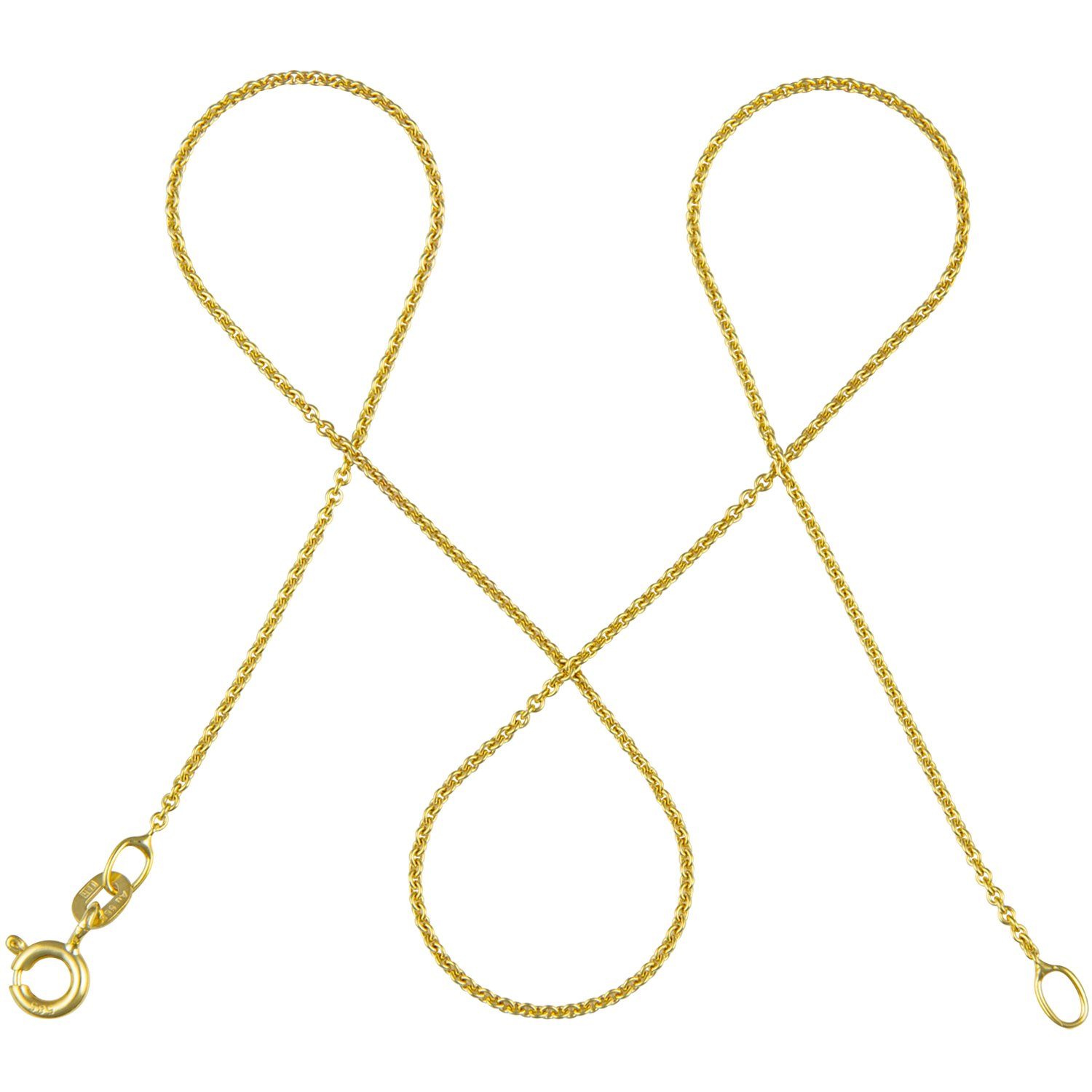 modabilé Goldkette Ankerkette DELICATE Rund 1,1mm 585 Gold (14 Karat), Halskette Damen, Damenkette 34cm dezent, Kette, Made in Germany