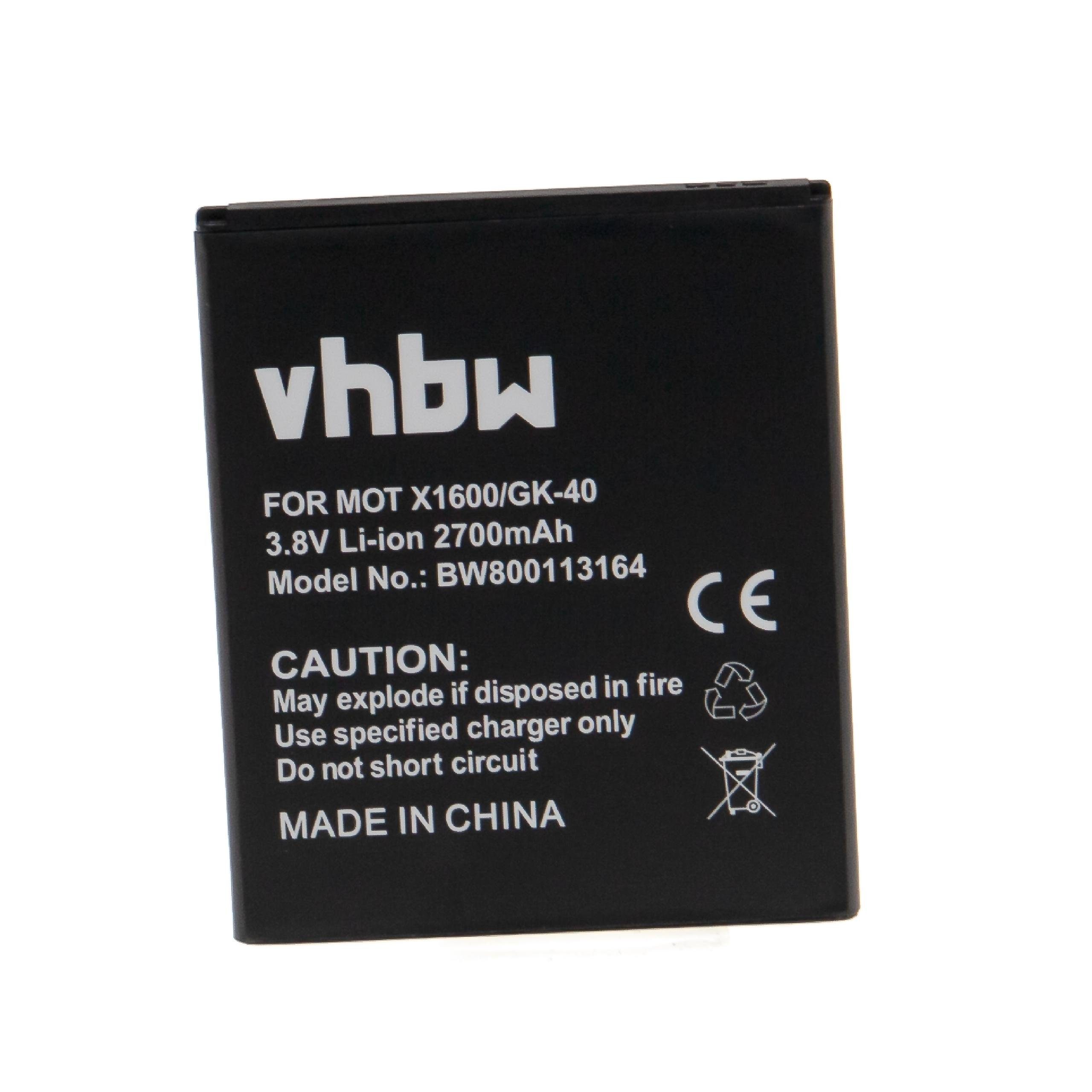 vhbw Ersatz für Motorola SNN5981A, SNN5976A, GK40, SNN5979A, SNN5977A für Smartphone-Akku Li-Ion 2700 mAh (3,8 V)