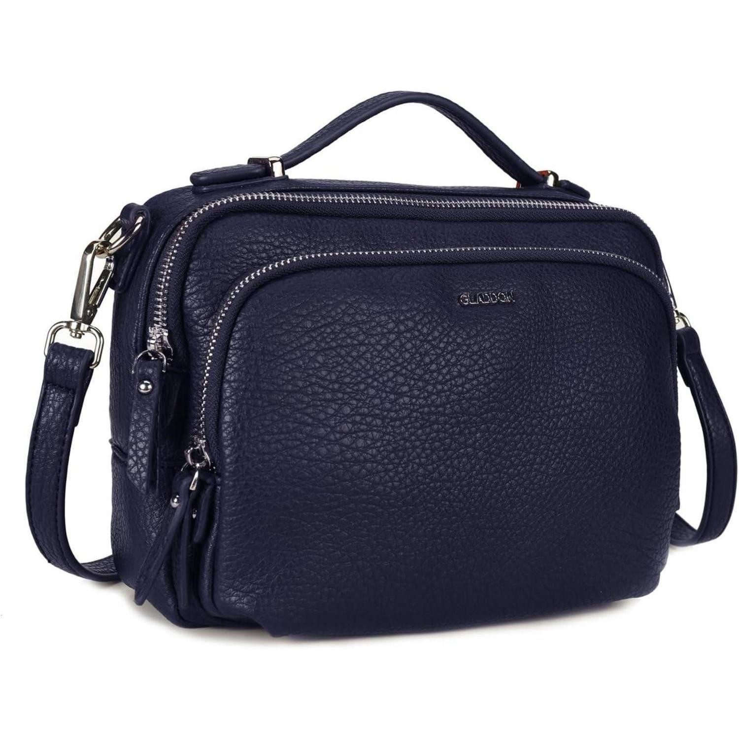Umhängetasche Umhängetasche Damen Klein Schwarz Leder Crossbody Handtasche mit