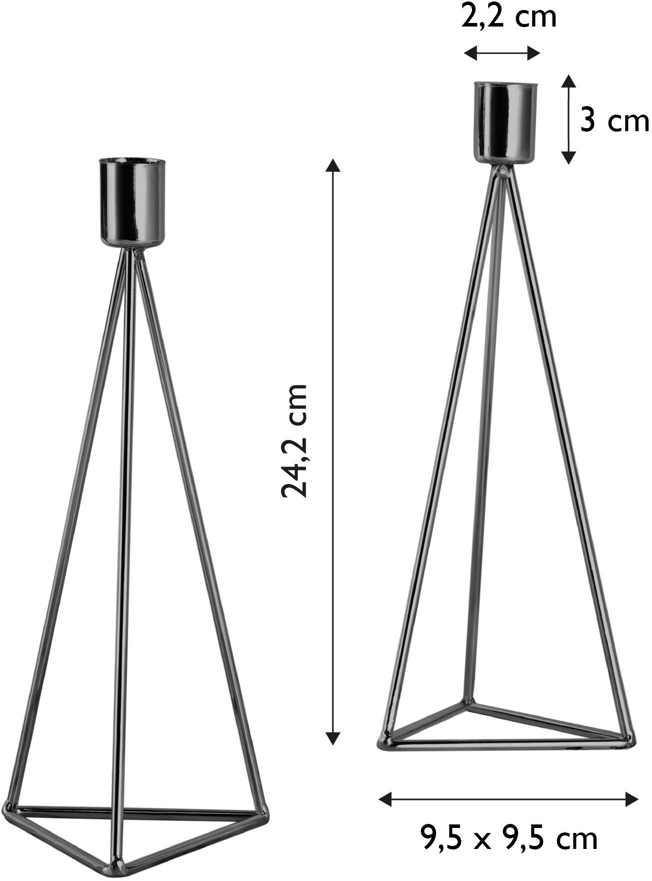 Tischkerzenhalter Kerzenständer, 24,2 schwarz St), ECHTWERK Höhe ca. moderner cm aus Eisen, Kerzenhalter Big, Modern 2 (Set, Weihnachtsdeko