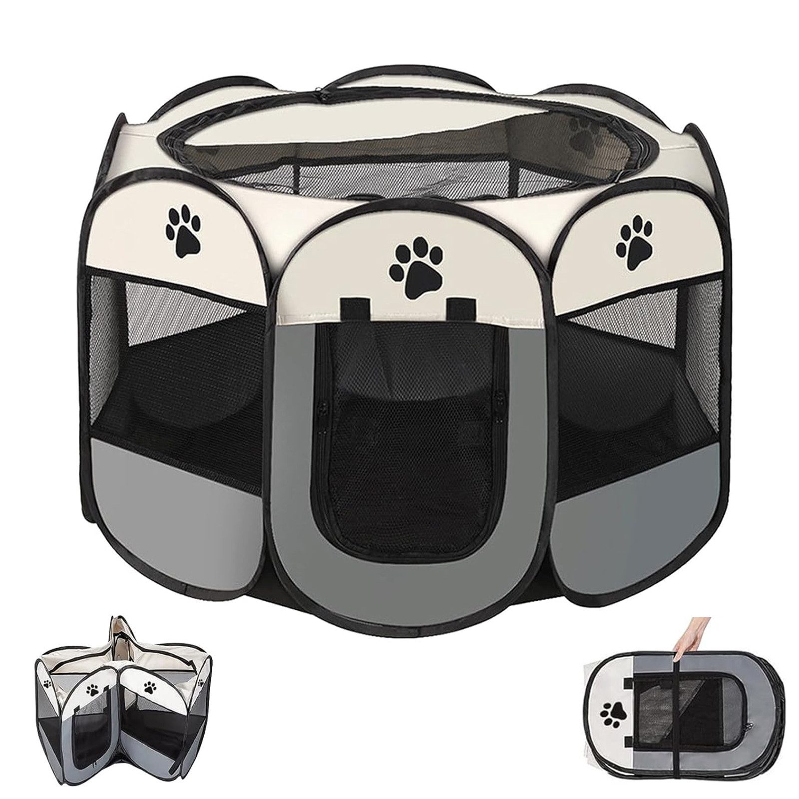 MODFU Tierhaus Faltbarer Haustierkäfig transportabler Laufstall, 360° Netzbelüftung für kleine Hunde Katzen Kaninchen Meerschweinchen