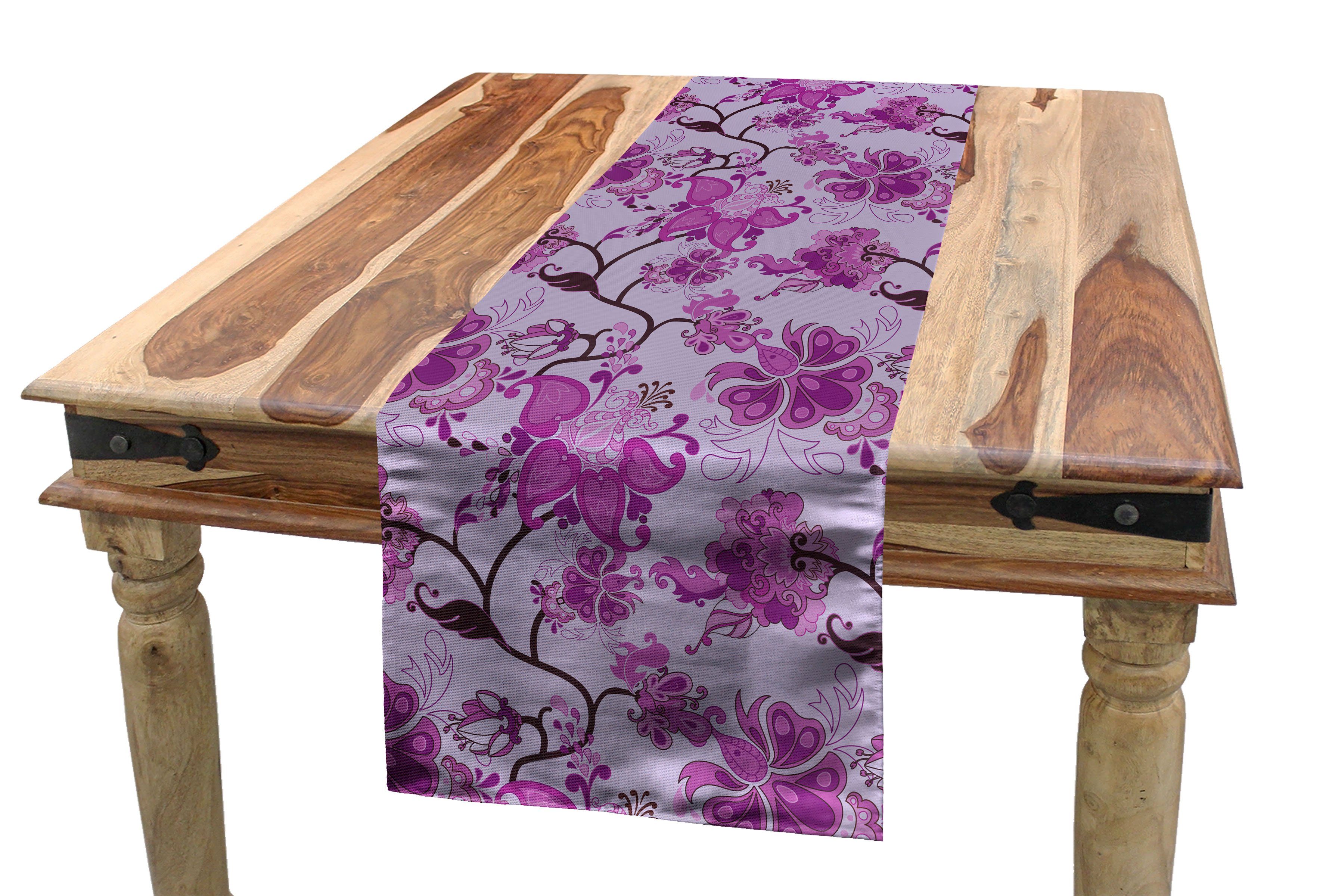 Abakuhaus Tischläufer Esszimmer Küche Rechteckiger Dekorativer Tischläufer, Bohemien Chinese Hippie-Blüte