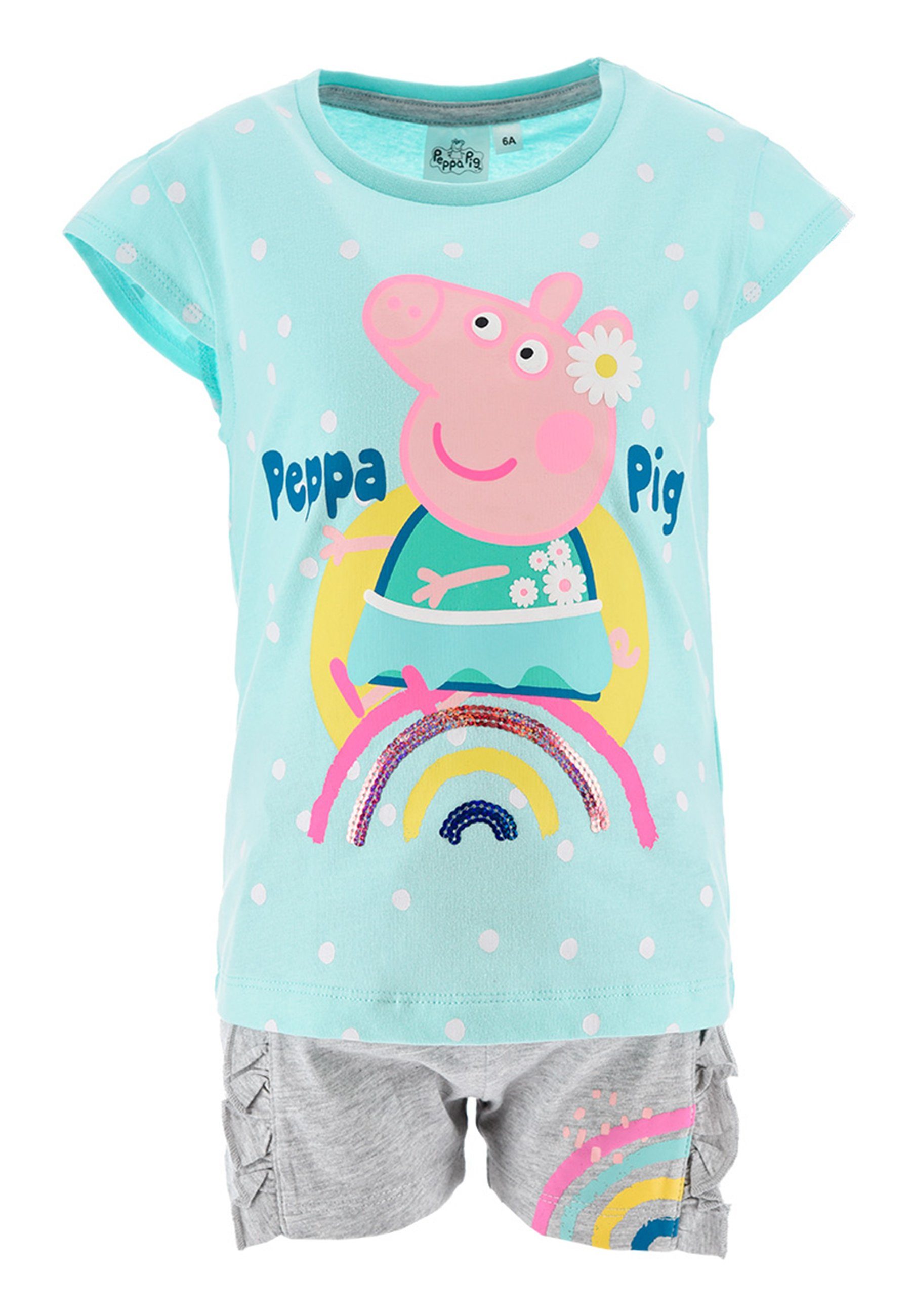 Peppa (2-tlg) T-Shirt Peppa Wutz & Pig Shorts Shorty Bekleidungs-Set