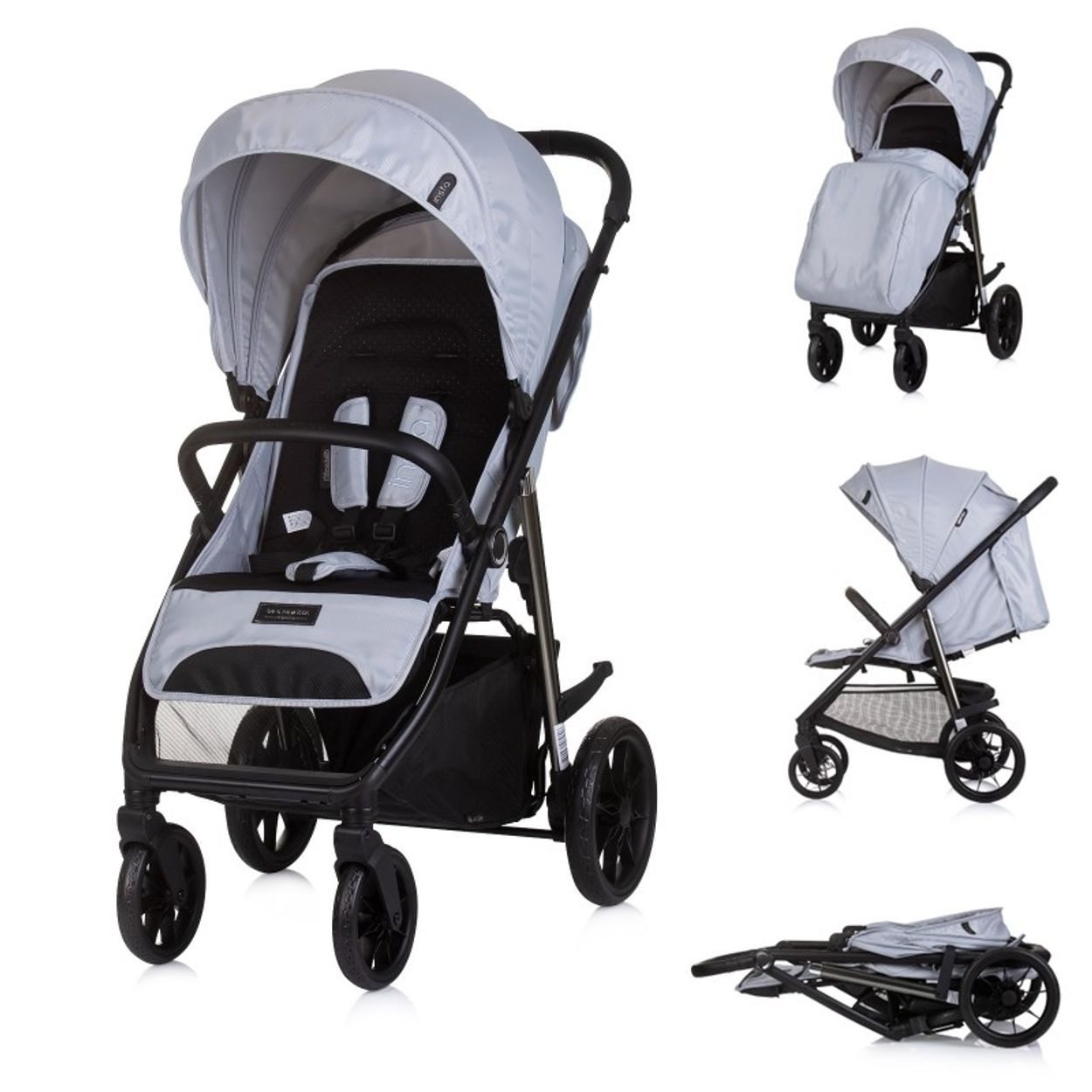 Chipolino Kinder-Buggy Kinderwagen Buggy Insta, Fußabdeckung, Federung, Korb, Gurt, klappbar
