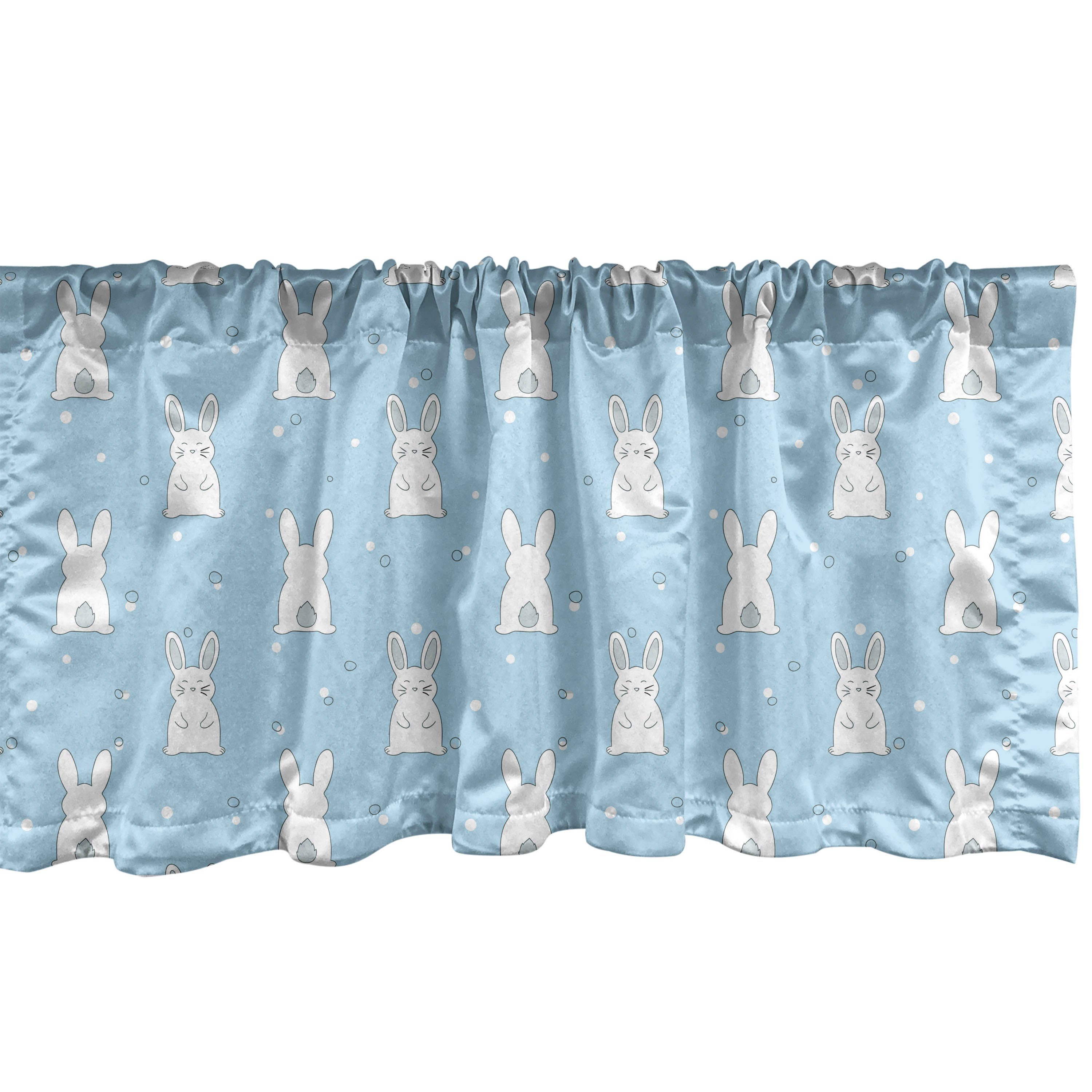 Scheibengardine Vorhang Volant für Küche Schlafzimmer Dekor mit Stangentasche, Abakuhaus, Microfaser, Osterhase Häschen-Cartoon
