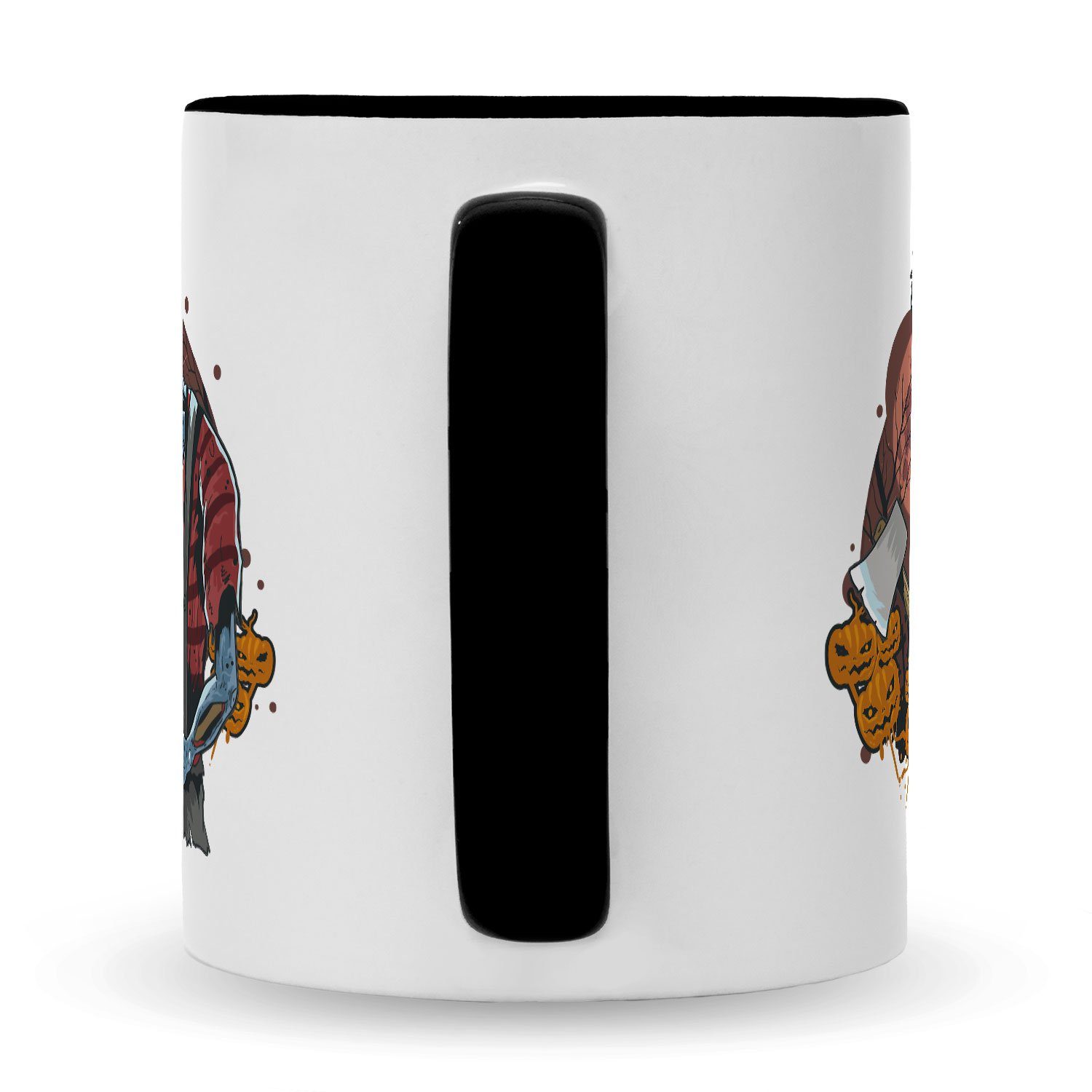 GRAVURZEILE Tasse für Weiß Motiv - Geschenk im & mit Design - Zombie Ihn Sie Schwarz