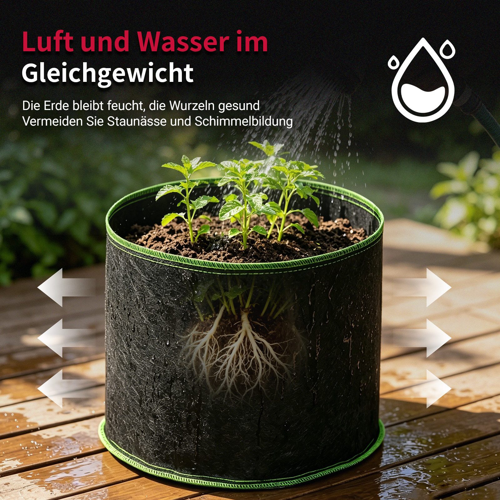 CannoBox Pflanzkübel Pflanzbeutel pflanzsack 270 g/m² Pflanztaschen Pflanzkübel (5 St), 5 St, 10 St, Luftschneid, atmungsaktiv, Ø18–50 cm – Bild 5 von 5