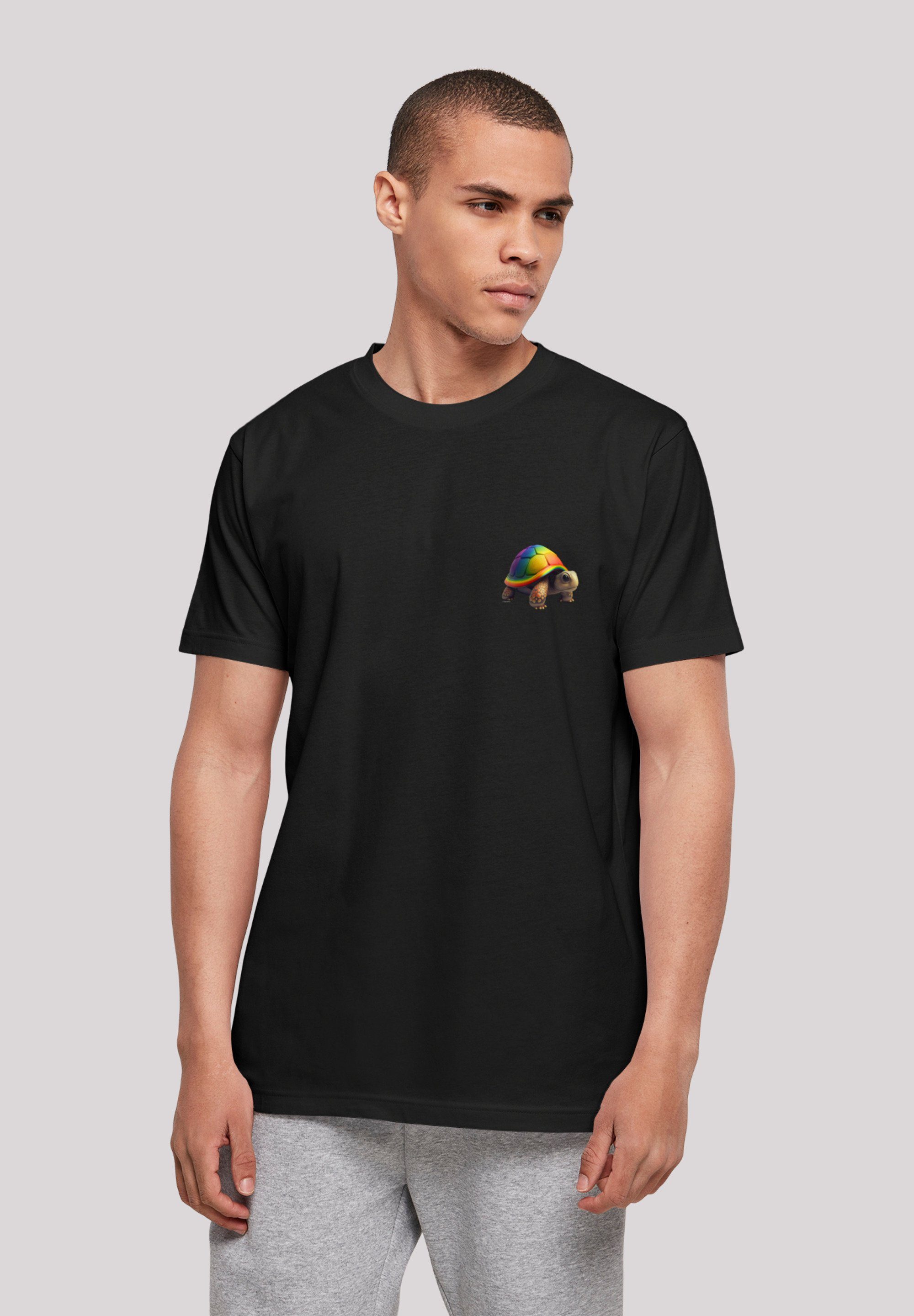 F4NT4STIC T-Shirt Rainbow Turtle TEE UNISEX Print schwarz