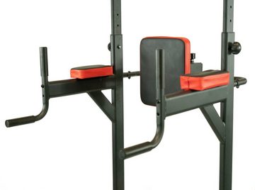 Fjoerdesports Power Rack Power Tower mit Dipstation, multifunktionale Kraftstation, (Höhenverstellbarer Atheltik Tower für den aktiven Muskelaufbau, Kraftturm, Power Rack, Dipstation, Fitnessgerät, Heimtraining, Ganzkörpertraining), Höhenverstellbar mit vielen Übungen und hochwertiger Polsterung