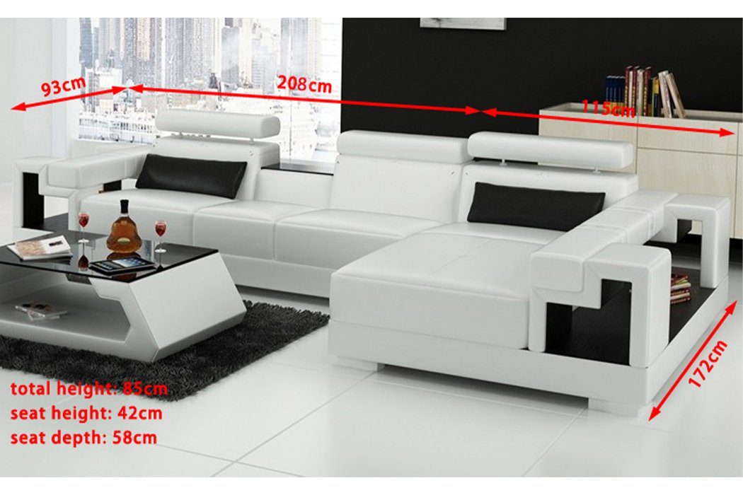 JVmoebel Ecksofa, Ecksofa L Design Form Couch Wohnlandschaft Leder Garnitur Sofa Polster