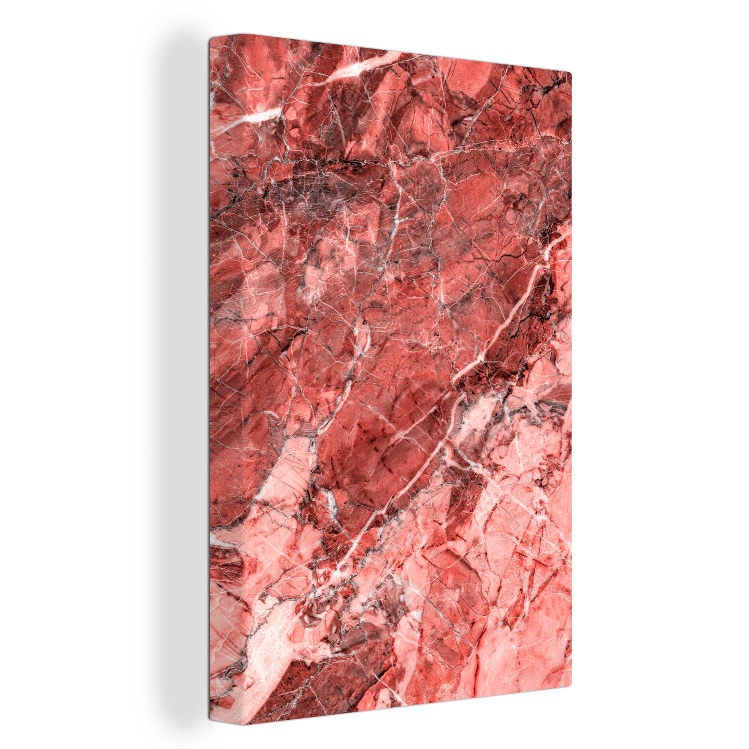 St), bespannt - (1 Granit, - Rot Leinwandbild 20x30 Zackenaufhänger, Gemälde, Pflastersteine - Leinwandbild fertig OneMillionCanvasses® cm inkl. Rosa