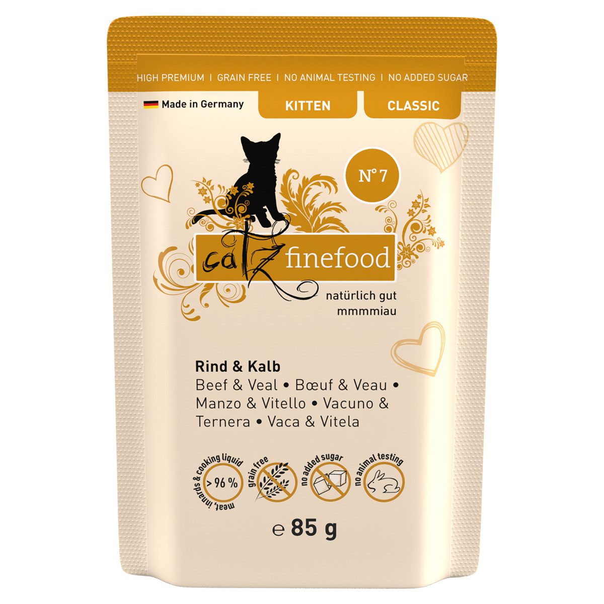 catz finefood Kitten No. 07 Rind + Kalb 85 g, Nassfutter für: Katze