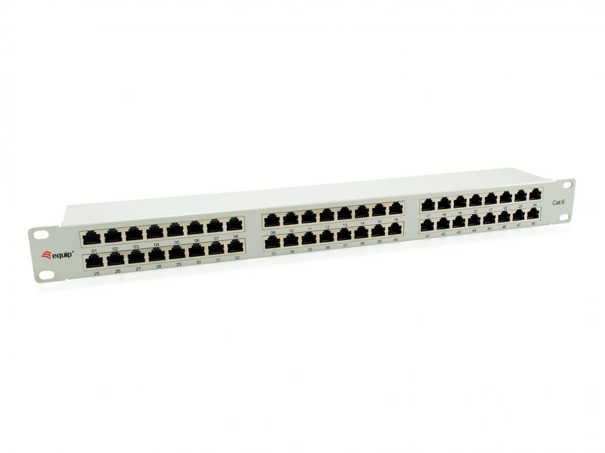 Equip 326349 Equip Patchpanel 48x RJ45 Cat6 19" 1HE grau Netzwerk-Patch-Panel
