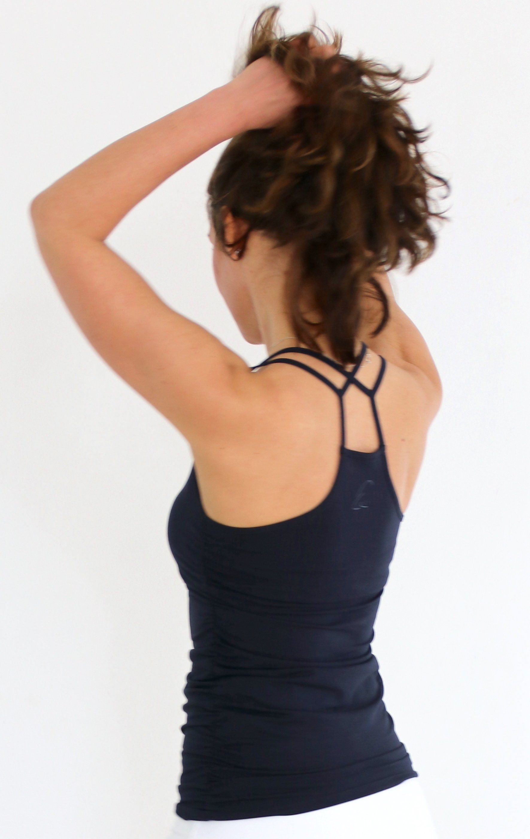 ESPARTO Yogatop Spaghettishirt Suramya in Bio-Baumwolle geraffte Seiten