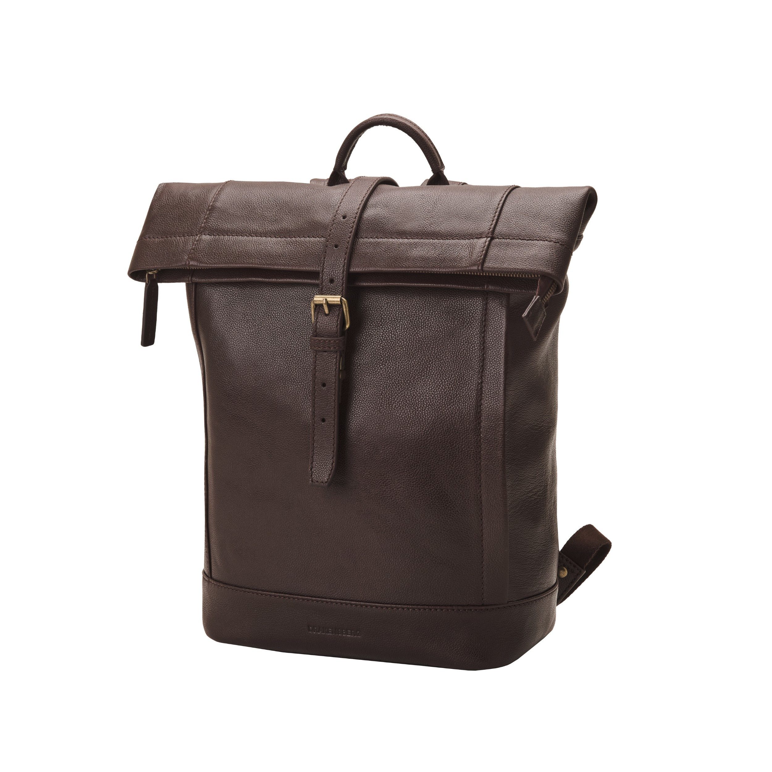 DRAKENSBERG Tagesrucksack Roll-Top »Gino« Schoko-Braun, Herren, Damen, aus Rindsleder, elegant, luxuriös, mit 16" Laptopfach