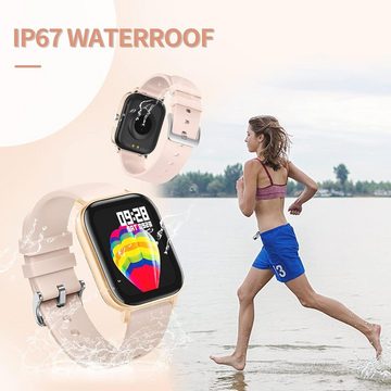 findtime Blutdruckmessung Smartwatch (1,04 Zoll, Android, iOS), Personalisiertem Bildschirm Sportuhr Musik Kamera Puls Schrittzähler