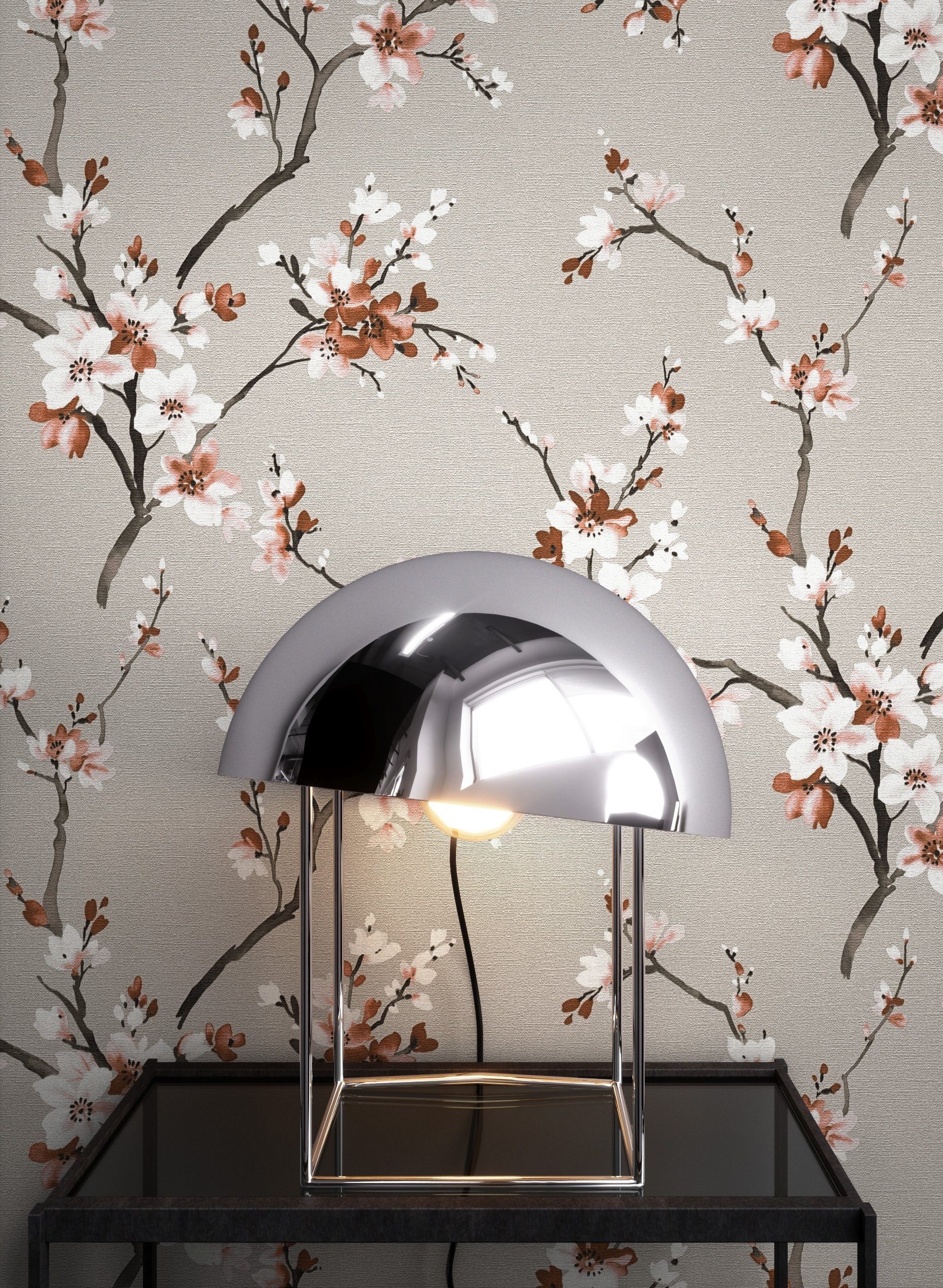 Newroom Vliestapete, Grau Tapete Floral Blumen günstig online kaufen
