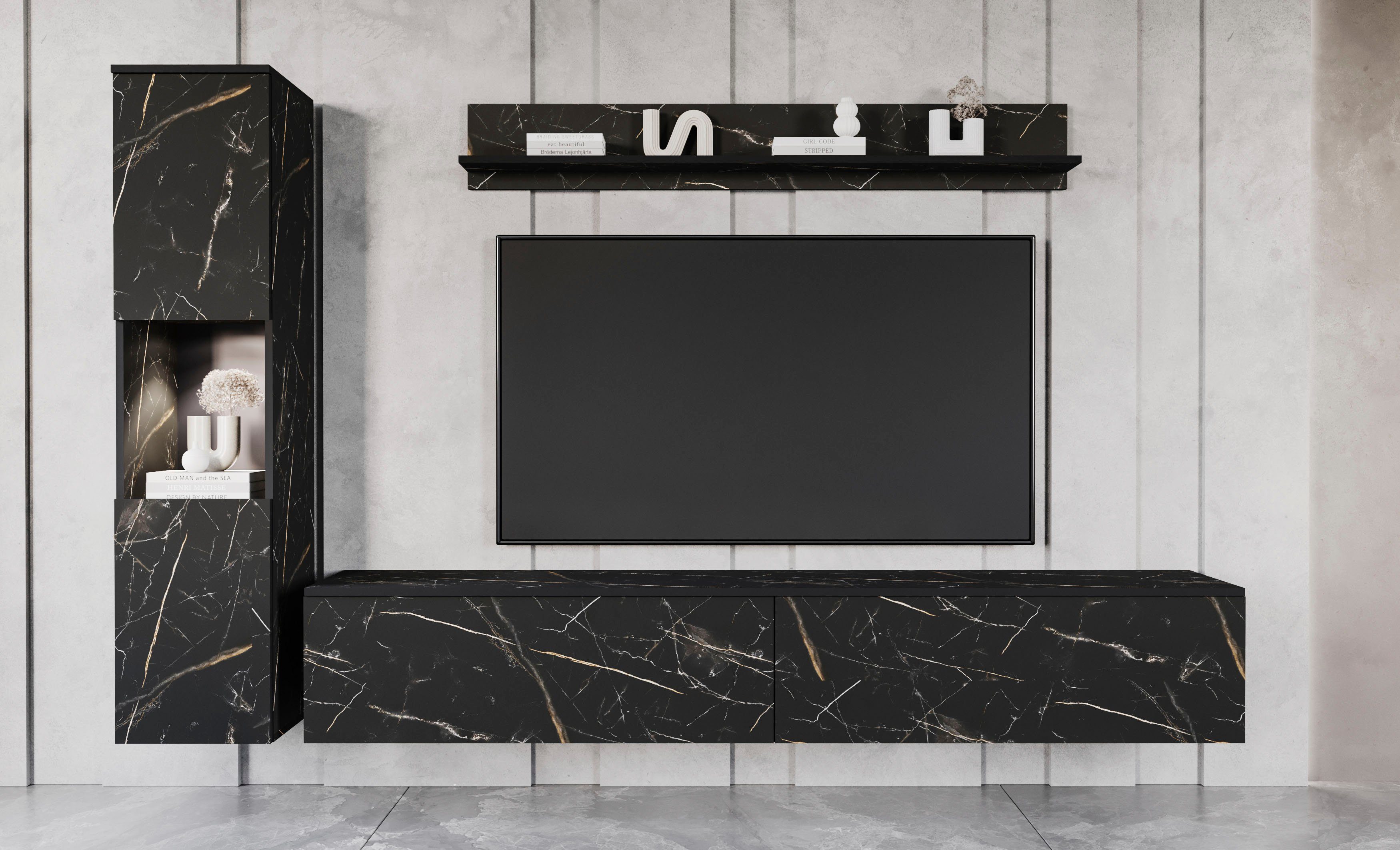 INOSIGN Wohnwand PARIS, Vitrine Türanschlag links/rechts wechselbar, (Kompl günstig online kaufen