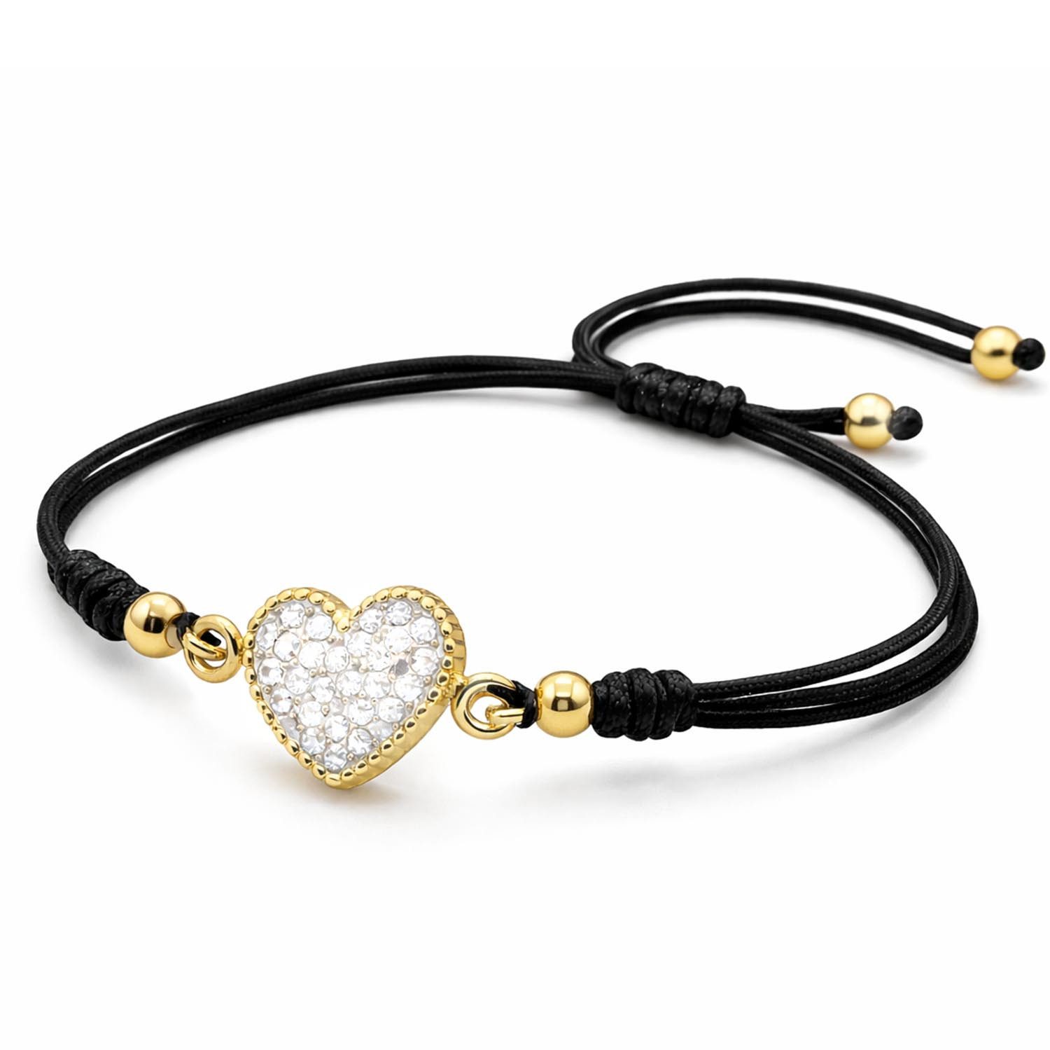 Impala Armband Corazon Herz Armband 925 Silber vergoldet mit Kristallen, Zieharmband, verstellbar