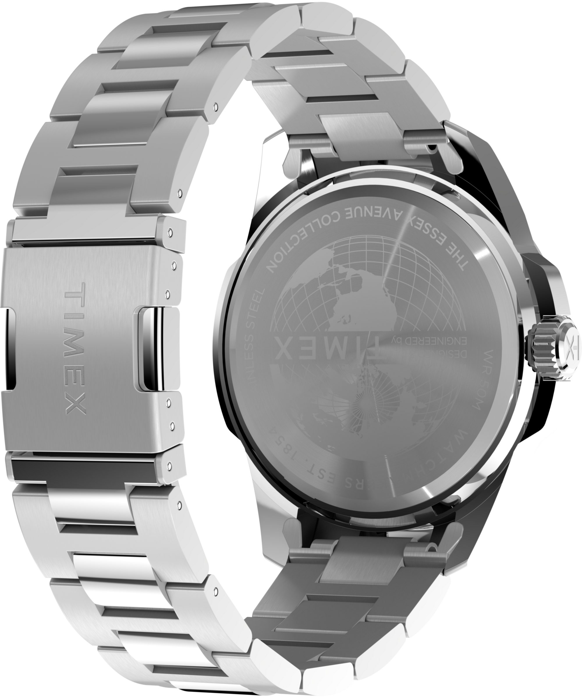 Timex Quarzuhr ESSEX TW2Y21100AJ, Armbanduhr, Herrenuhr, Edelstahlarmband, Datum, Leuchtzeiger