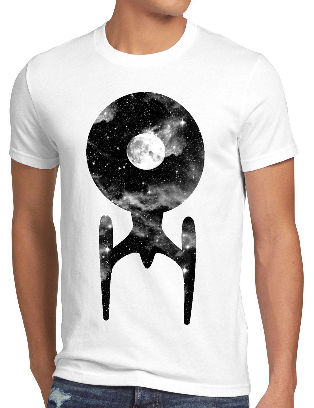 style3 Print-Shirt Trek uss ncc-1701-d enterprise trekkie star weiß T-Shirt Herren trekkie Raumschiff