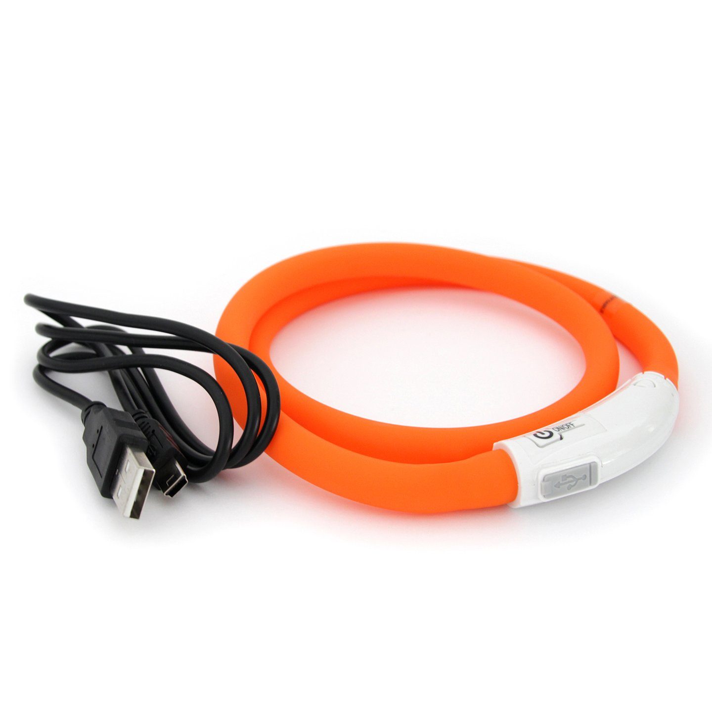 PRECORN Hunde-Halsband LED Silikon Hunde Leuchthalsband aufladbar per USB indiv. kürzbar, Silikon