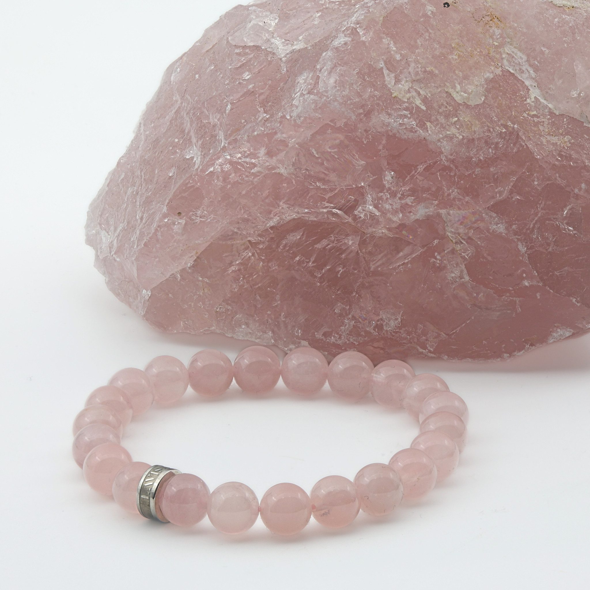LAVISA Armband Armband Echte 8mm Edelstein Perlen, Kristalle, Onesize, Echte Edelsteine, Rostfreies Edelstahl, Wasserfest