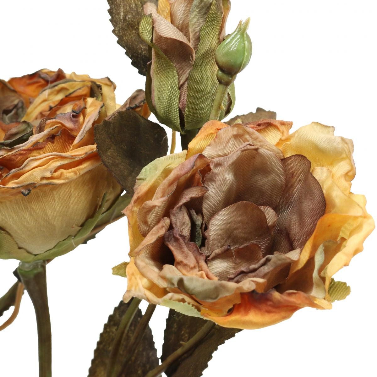 Kunstblume Deko Rosen Blumenstrauß Kunstblumen Gelb 45cm 3St - Hochzeit, 3 Stück, Florists Products, Höhe 6 cm