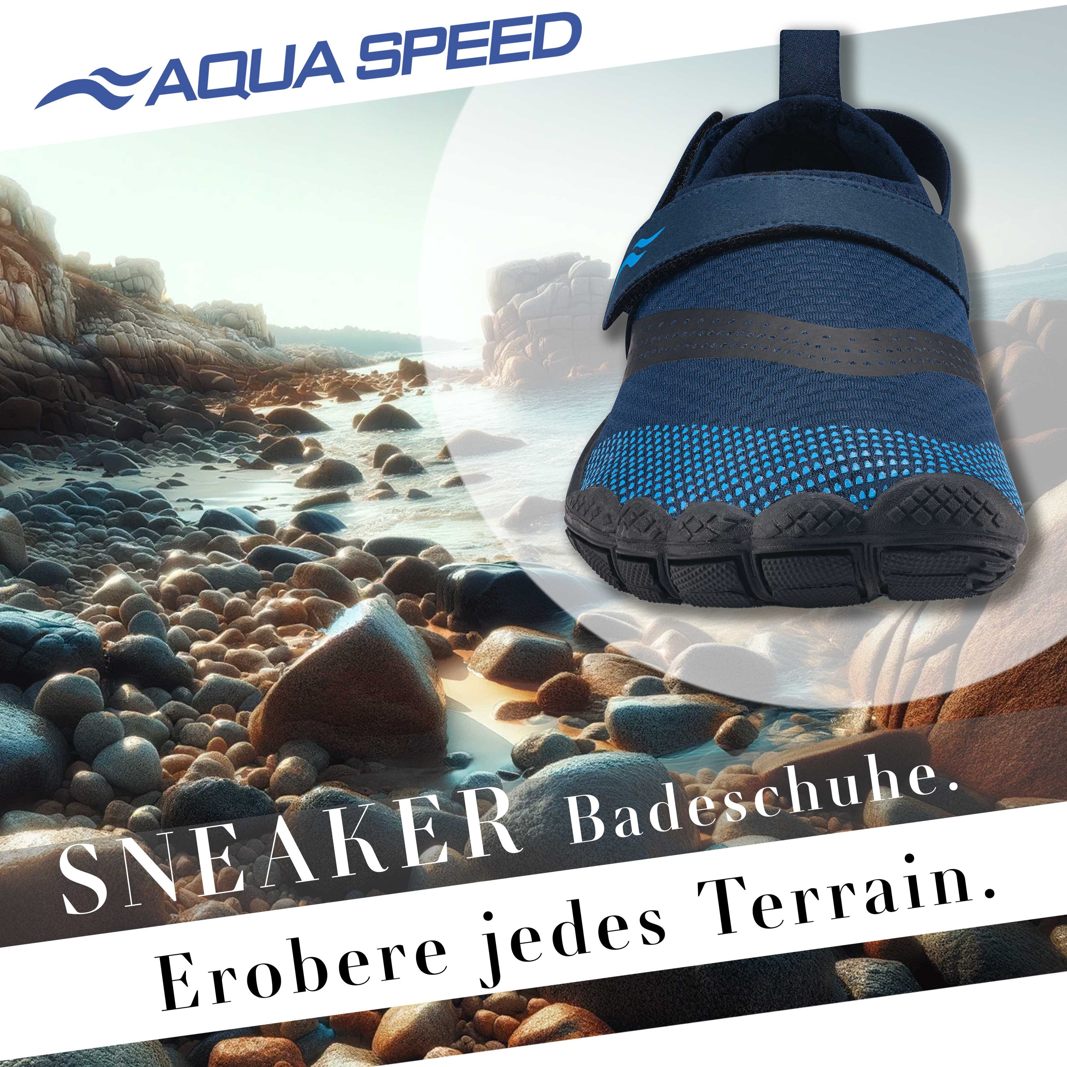 Aqua Speed Wasserschuhe AGAMA Gr. 45 – Navy/Schwarz/Hellblau + Handtuch Was günstig online kaufen