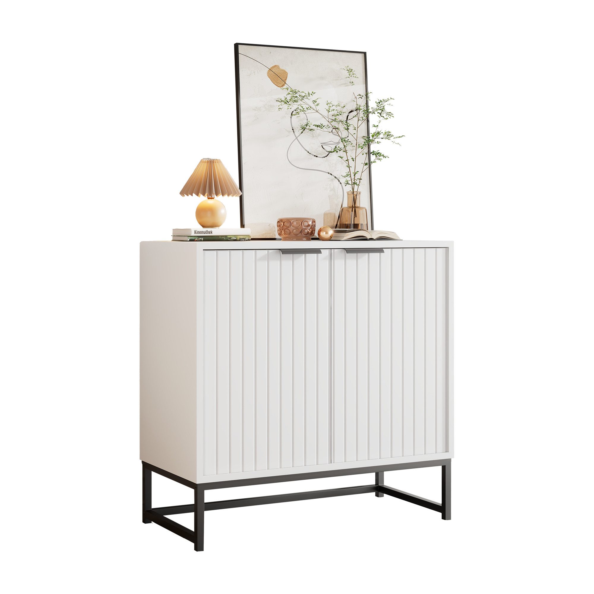OKWISH Sideboard Aufbewahrungsschrank (mit 2 Türen Lagerung Schrank mit Met günstig online kaufen