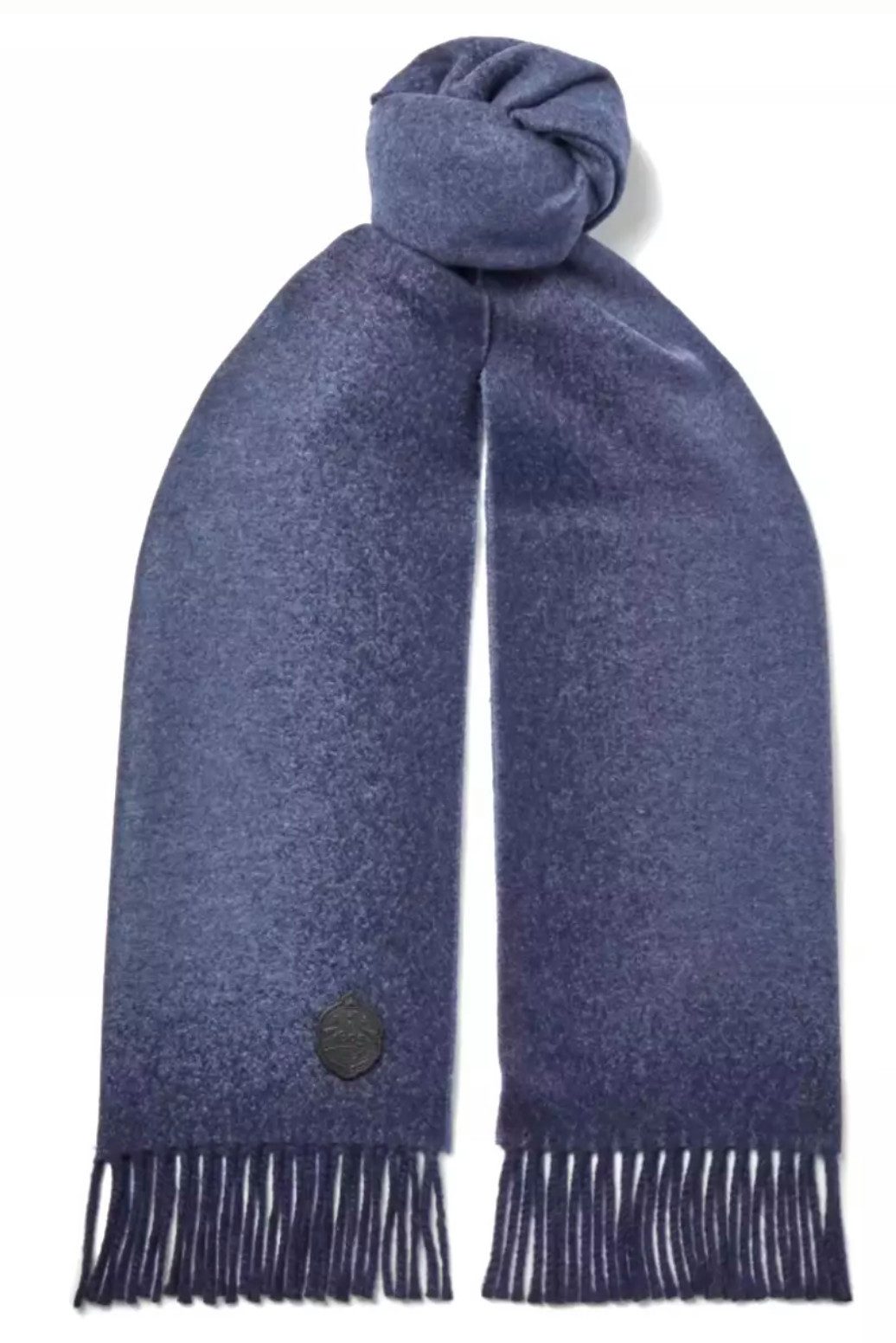 Berluti Kaschmirschal Reiner Kaschmir Patina Schal mit Fransen und Leder Logowappen