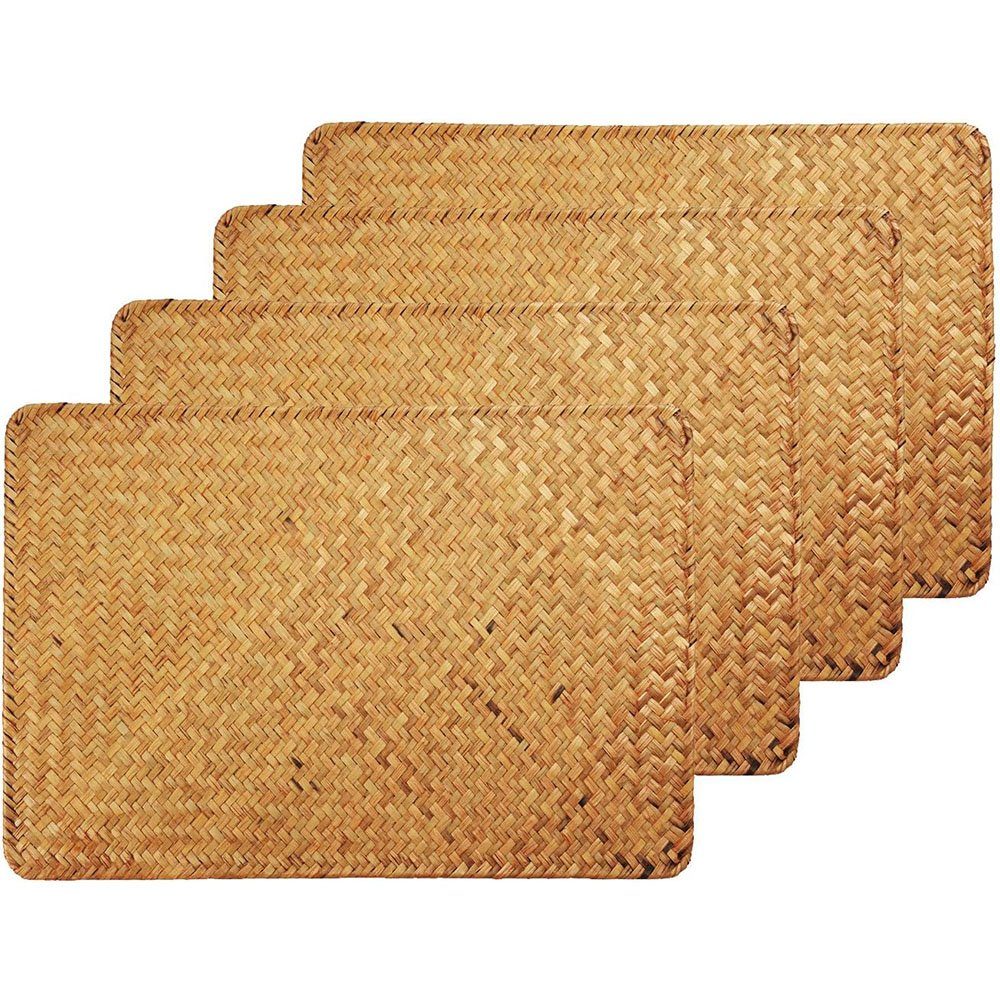 FELIXLEO Tischdecke Tischsets rutschfeste Seegras Rattan Tischsets Woven 4 Stück