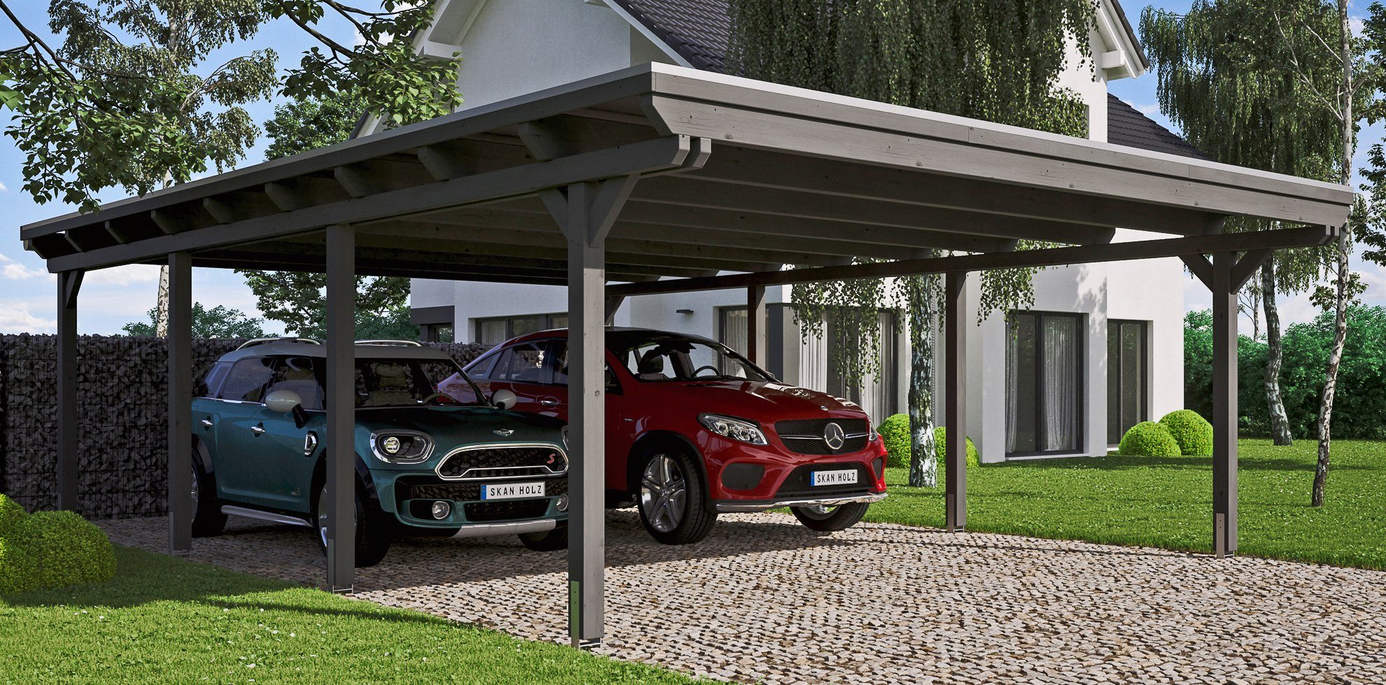 Skanholz Doppelcarport Emsland, BxT: 613x846 cm, 223 cm Einfahrtshöhe