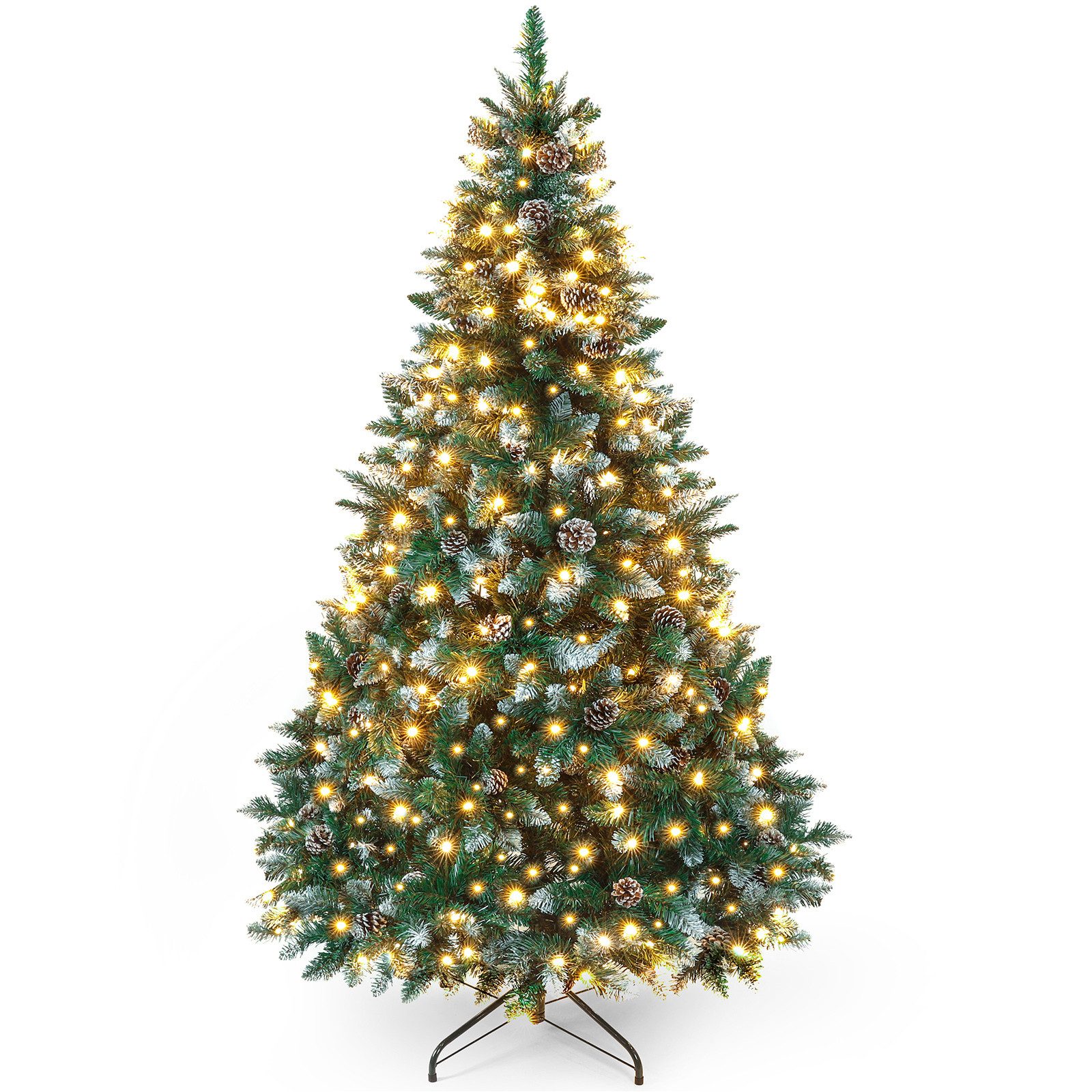 Yorbay Künstlicher Weihnachtsbaum Künstlicher Tannenbaum mit LED Beleuchtung, Schnee
