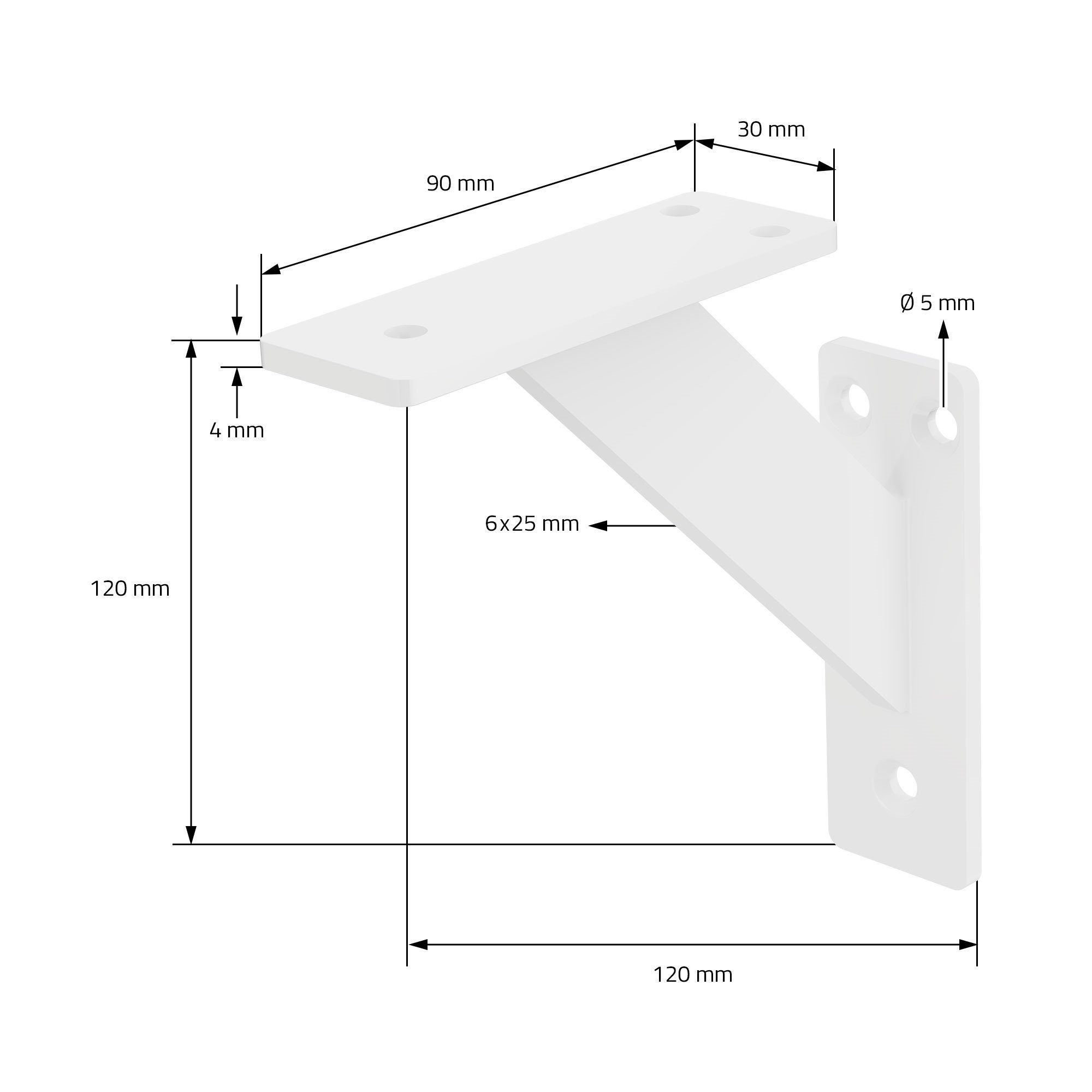 Stück Regalhalterung Wandregal Wandmontage Aluminium ML-DESIGN Regalträger 2 Regal 120x120mm Regalwinkel Wandkonsole, Schwebend Weiß